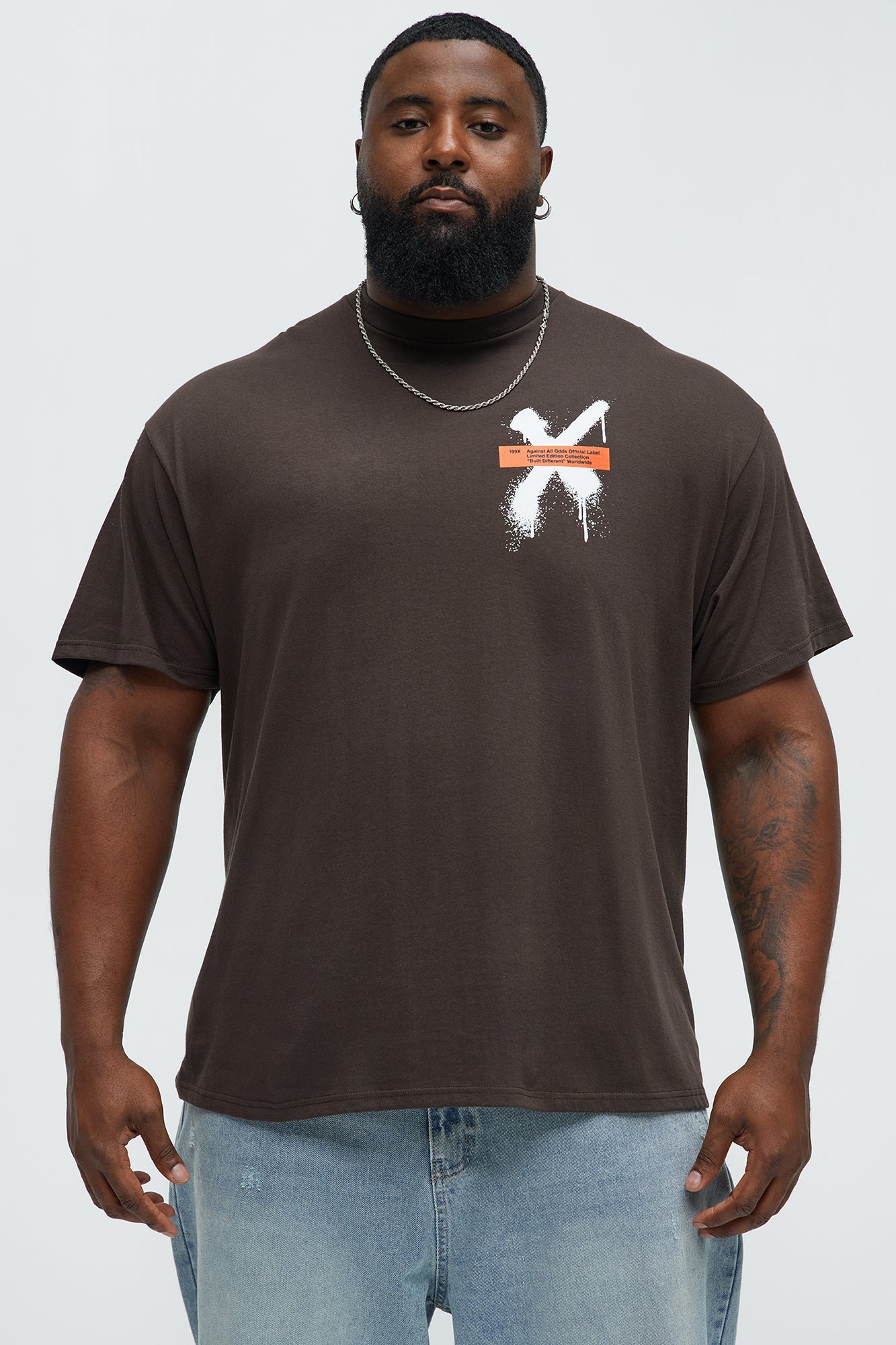X Graffiti Short Sleeve Crew Neck T shirt - Brown Fashion Nova