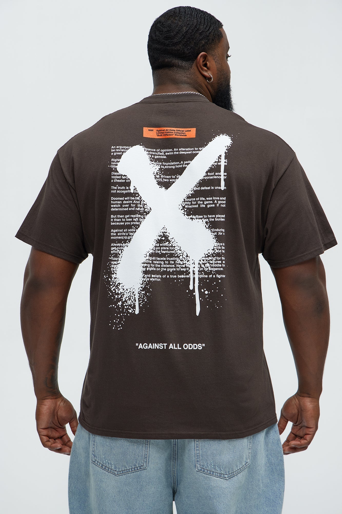 X Graffiti Short Sleeve Crew Neck T shirt - Brown Fashion Nova