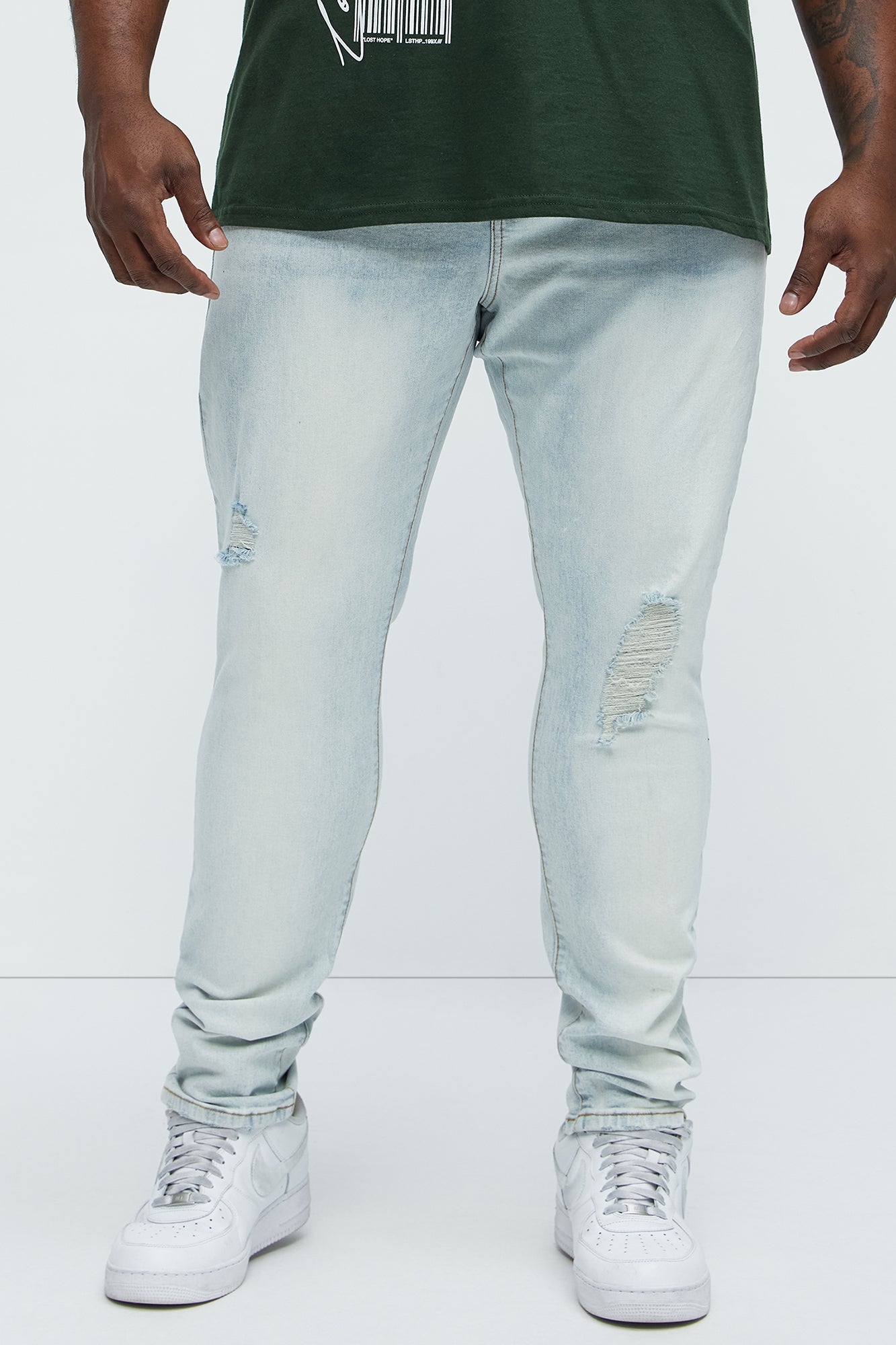 Take No L's Stacked Skinny Jeans - Light Blue Wash Fashion Nova
