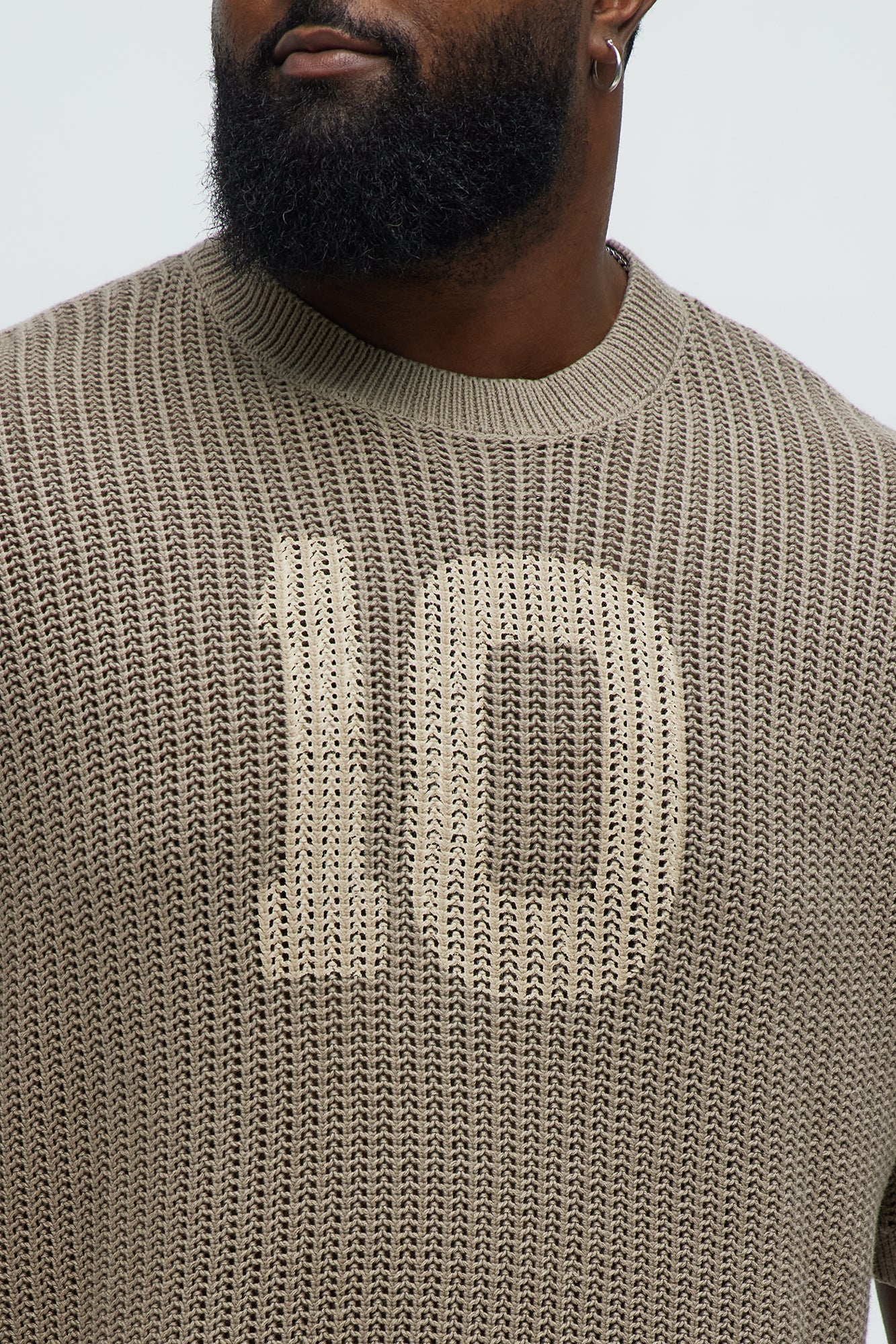 Printed Textured Knit Short Sleeve Tee - Brown Fashion Nova