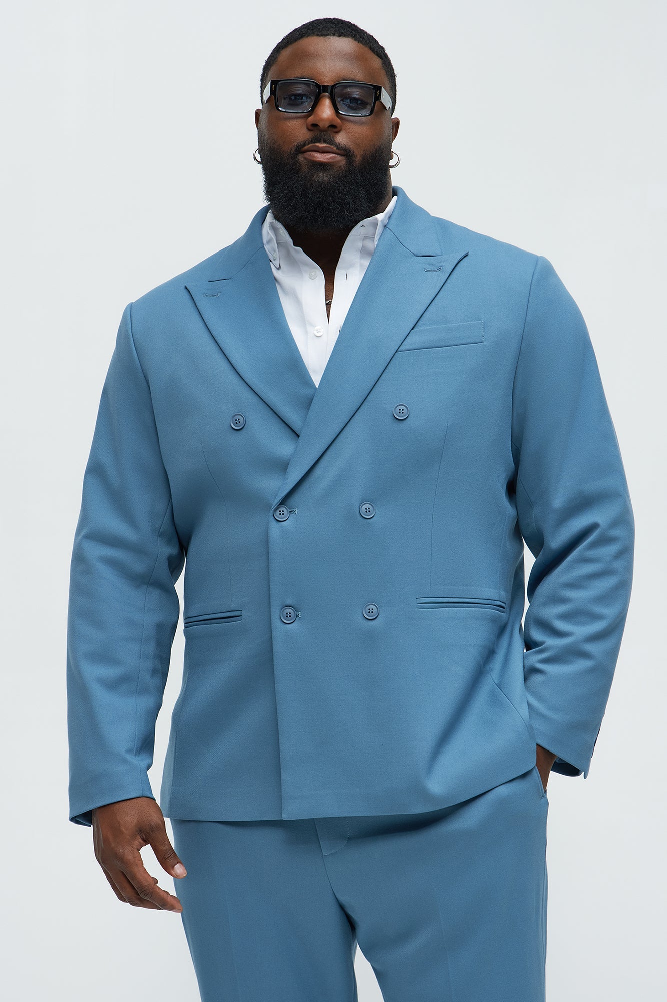 High Peak Lapel Suit Blazer - Slate Blue Fashion Nova