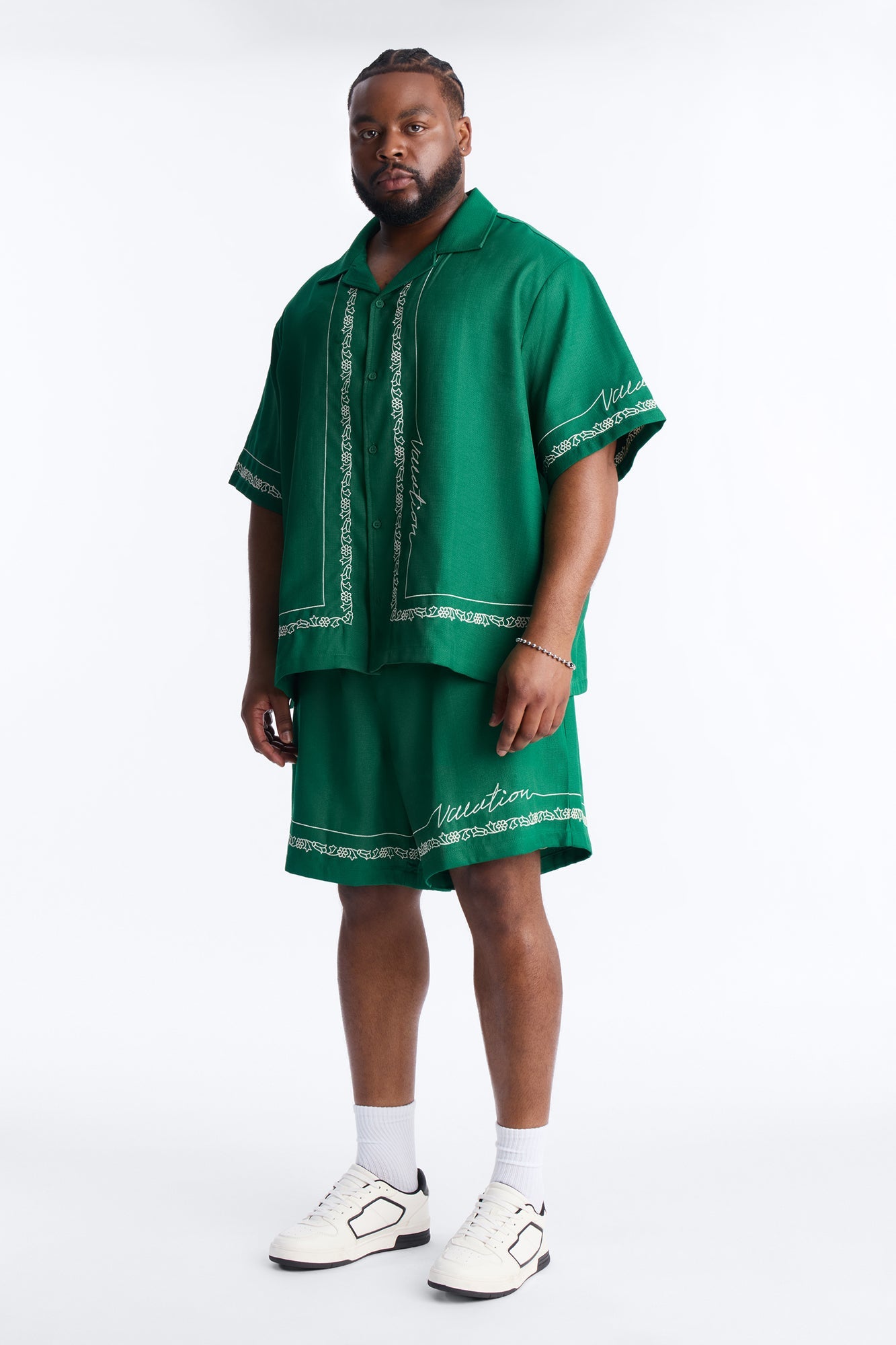Kingston Embroidered Cuban Collar Button Up Shirt - Green Fashion Nova