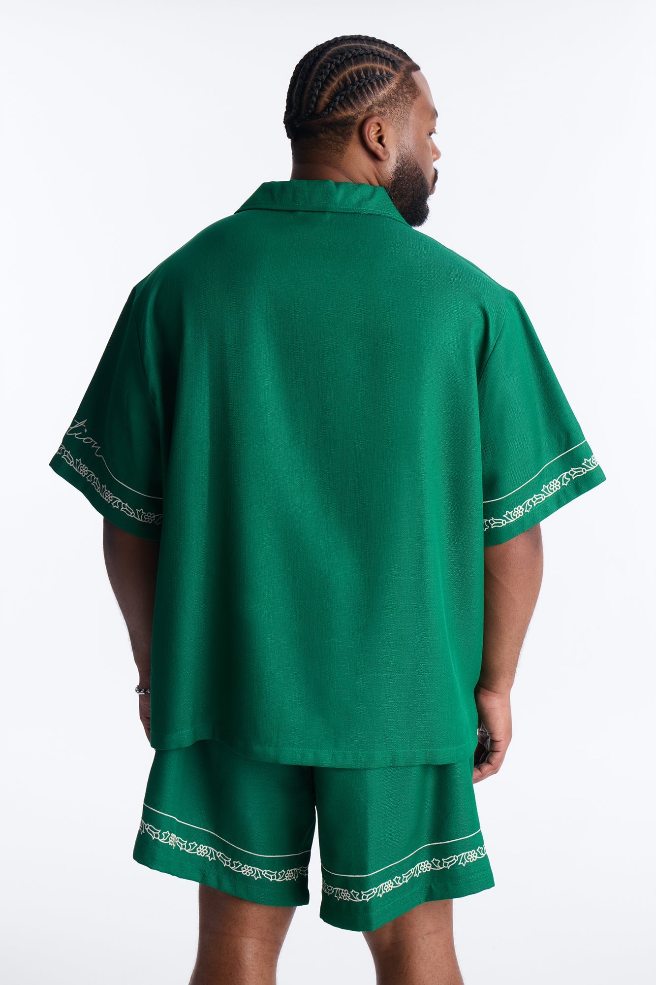 Kingston Embroidered Cuban Collar Button Up Shirt - Green Fashion Nova