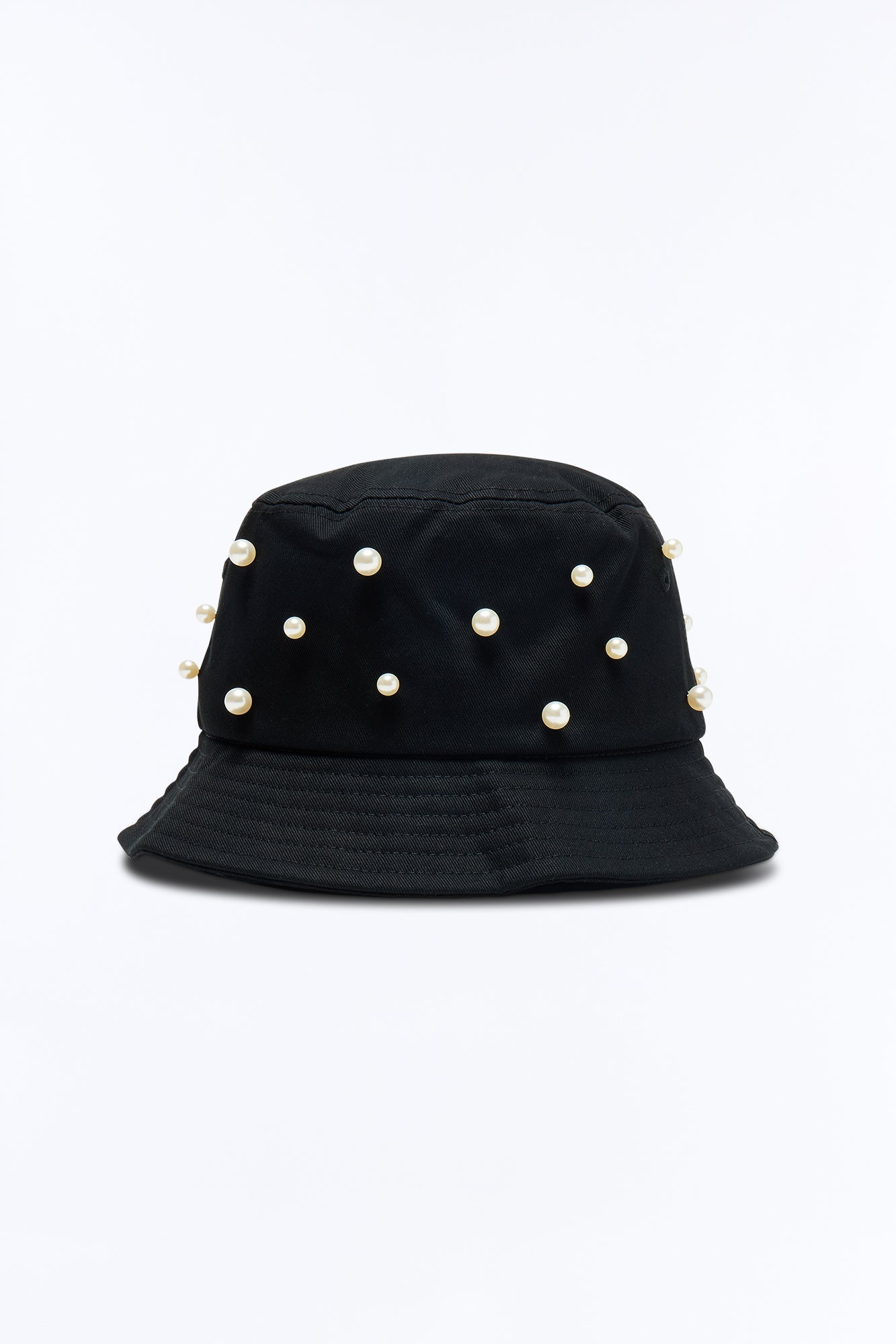 Pearl Embellished Cotton Bucket Hat - Black Fashion Nova