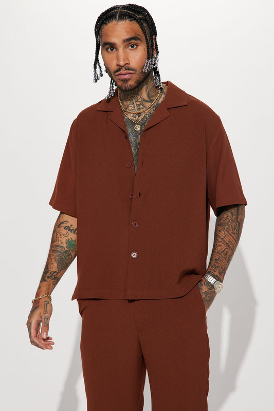 Golden Hour Short Sleeve Button Up - Brown Fashion Nova