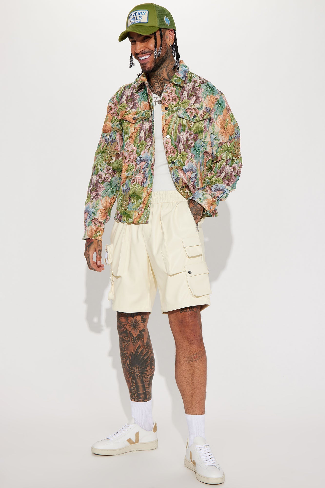 All You Need Is Tapestry Trucker Jacket - Green/combo Fashion Nova
