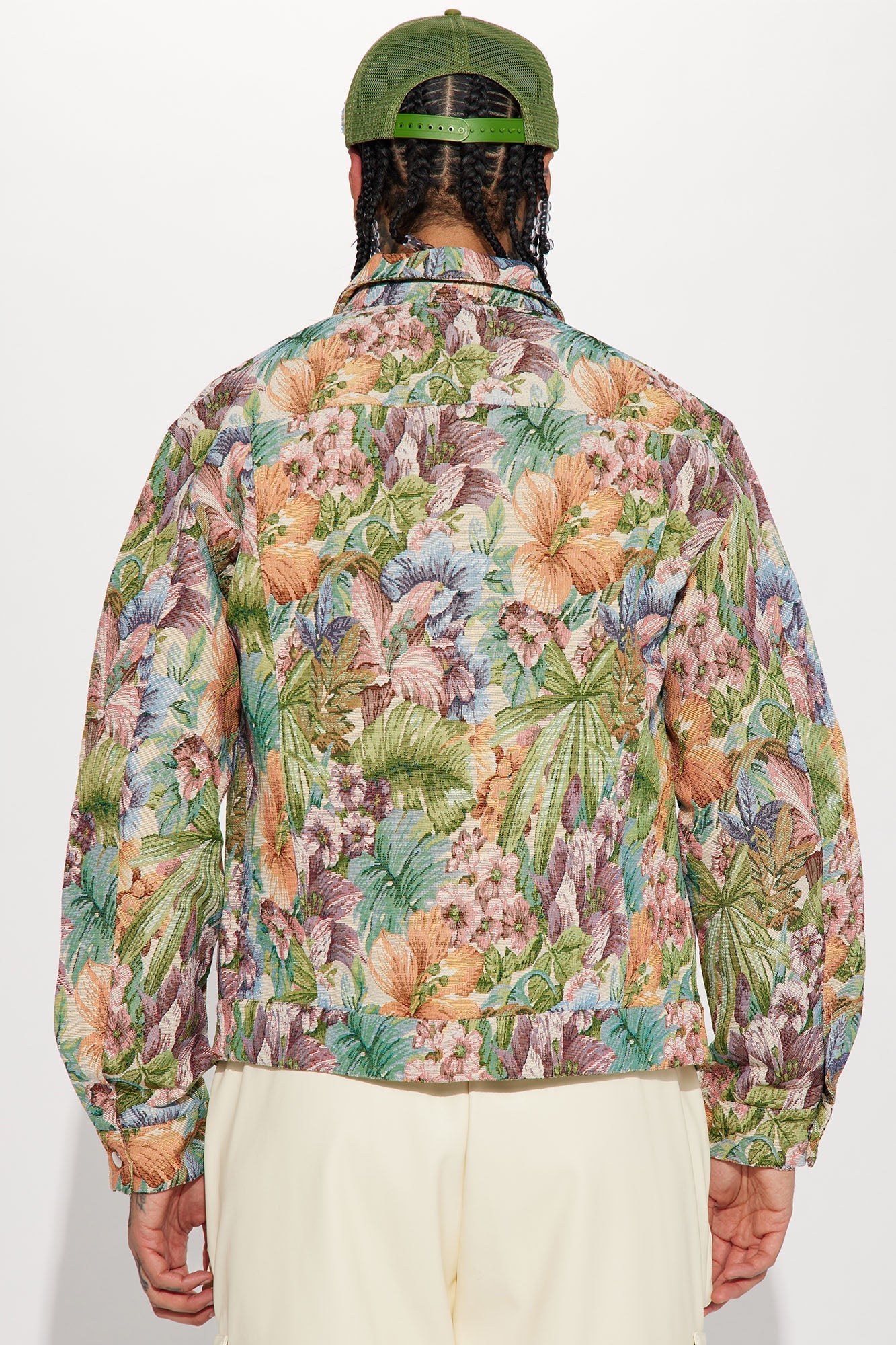All You Need Is Tapestry Trucker Jacket - Green/combo Fashion Nova