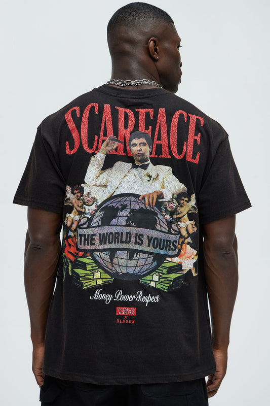 Scarface Hustle Motto Oversized Short Sleeve Tee - Black Fashion Nova