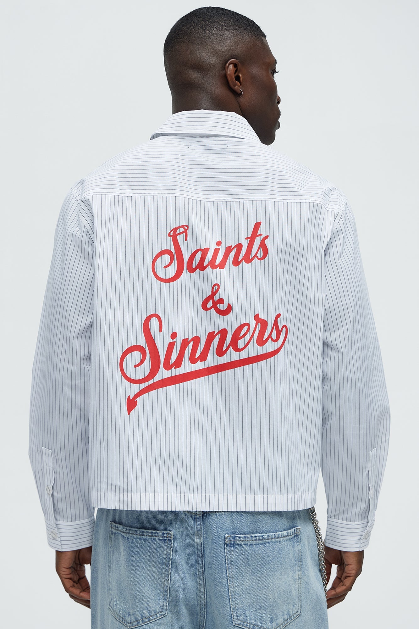 Cropped Saints And Sinners Long Sleeve Button Up - White Fashion Nova