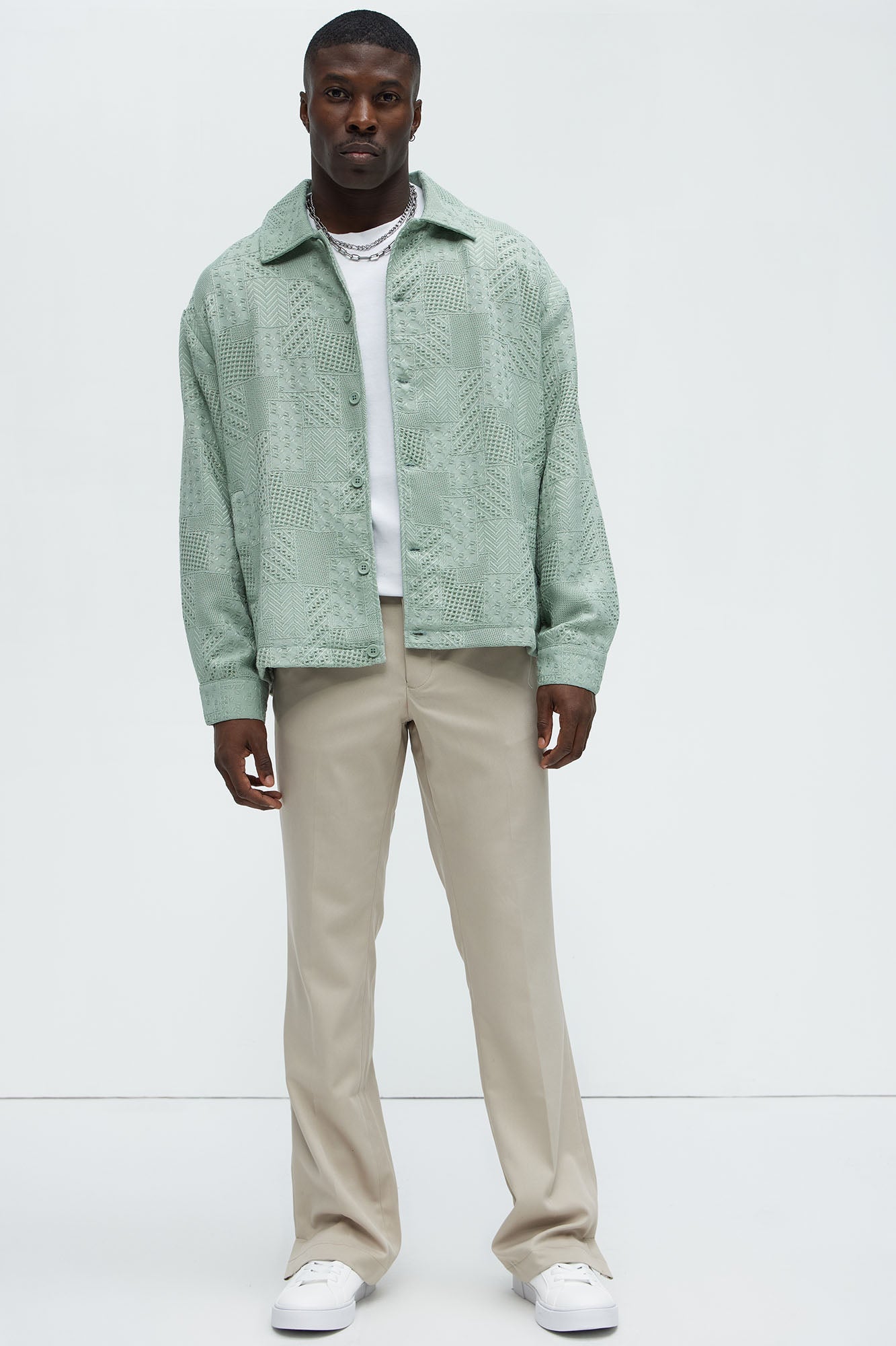 Meknes Jacquard Pattern Jacket - Sage Fashion Nova