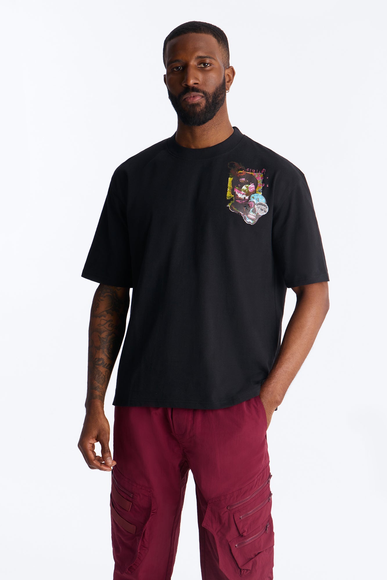 Too Real Embroidery Short Sleeve Tee - Black Fashion Nova