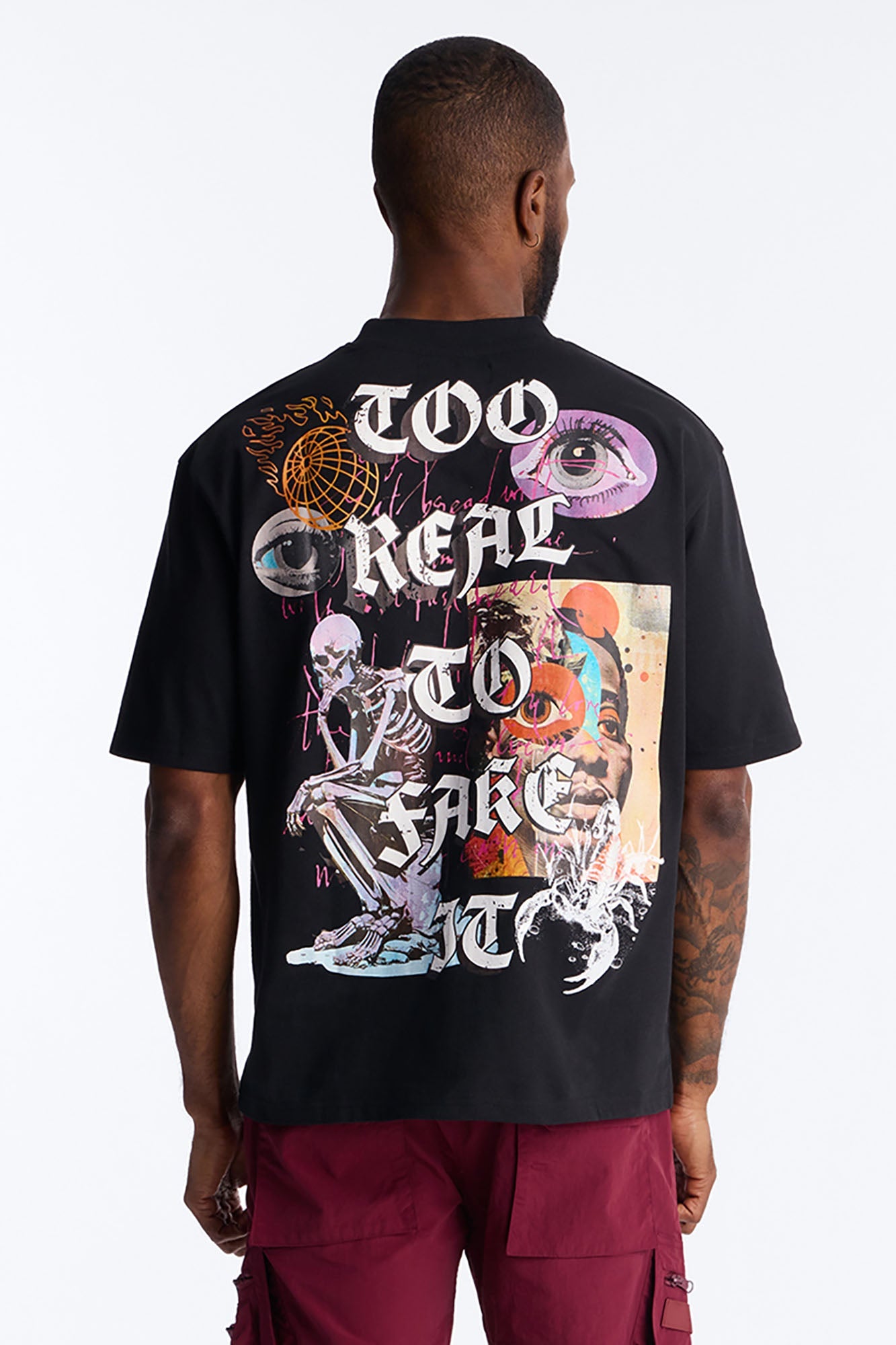 Too Real Embroidery Short Sleeve Tee - Black Fashion Nova