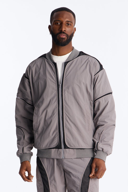 Courtside Mesh Paneled Bomber Jacket - Charcoal Fashion Nova