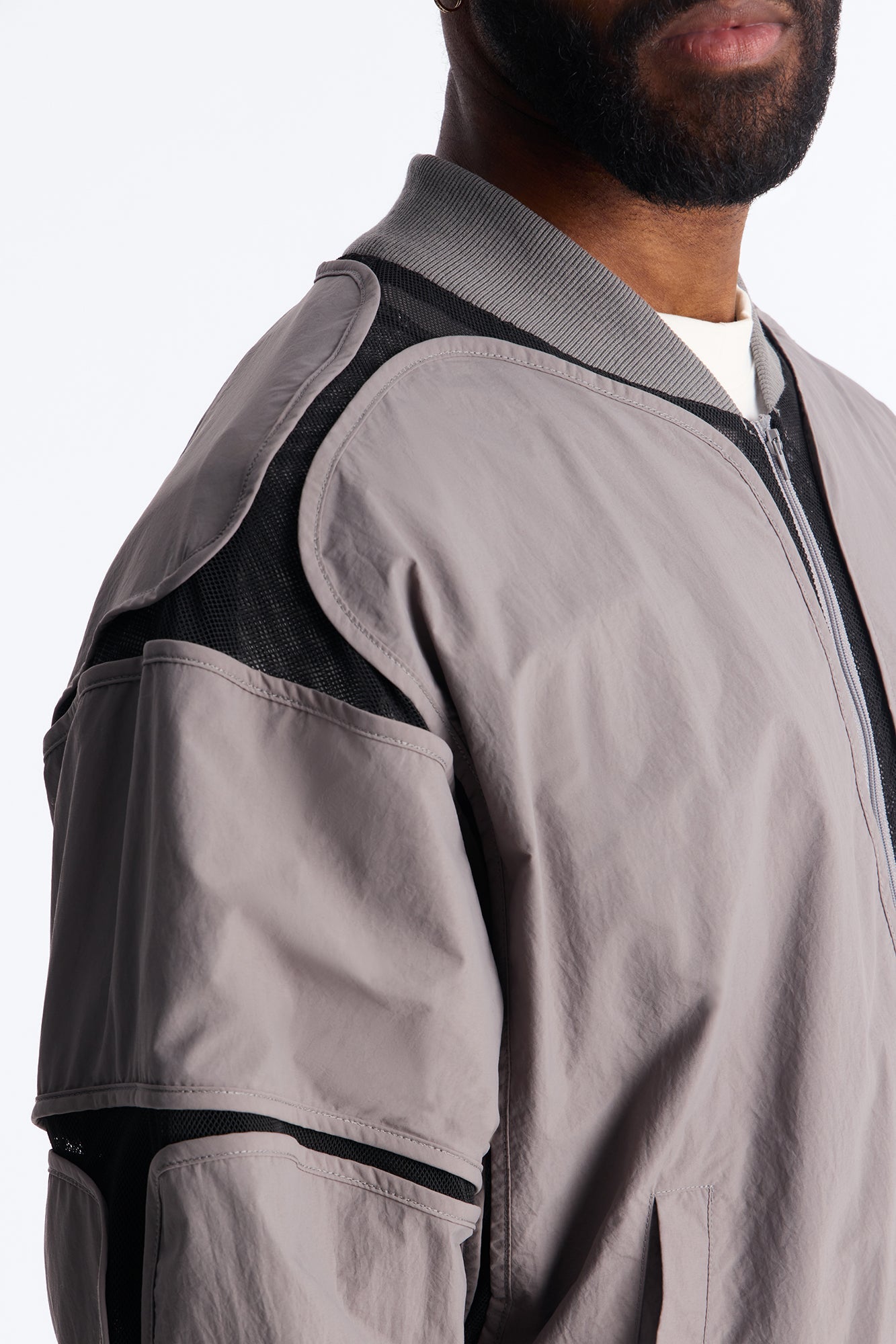 Courtside Mesh Paneled Bomber Jacket - Charcoal Fashion Nova