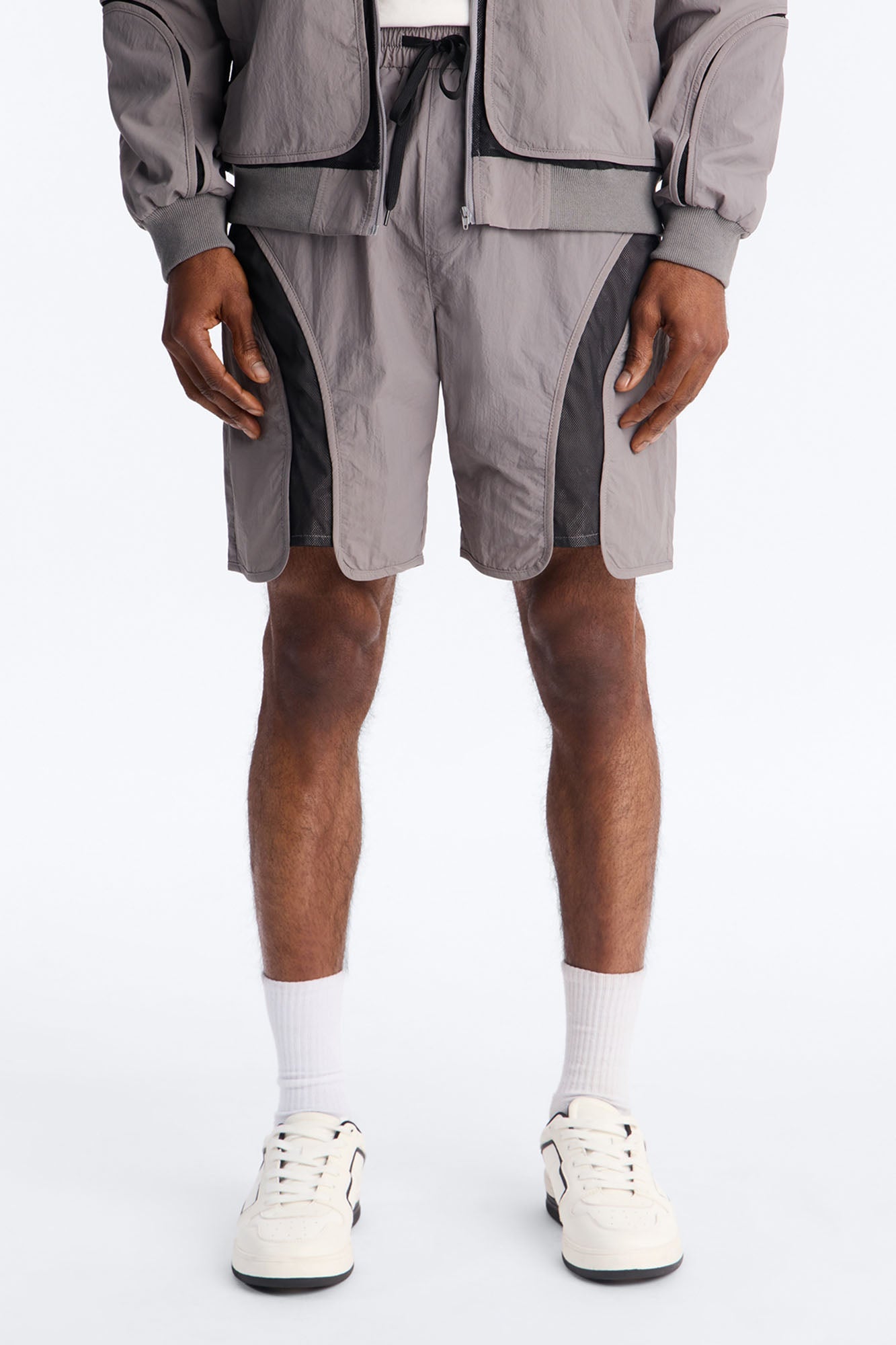 Relaxed Courtside Mesh Paneled Short - Charcoal Fashion Nova