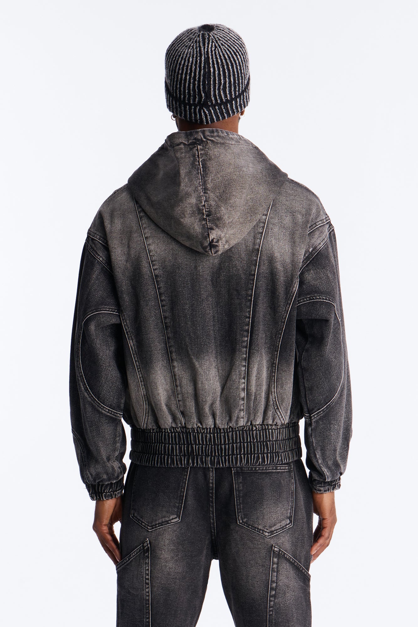 Panel Feeling It Denim Bomber Jacket - Black Wash Fashion Nova