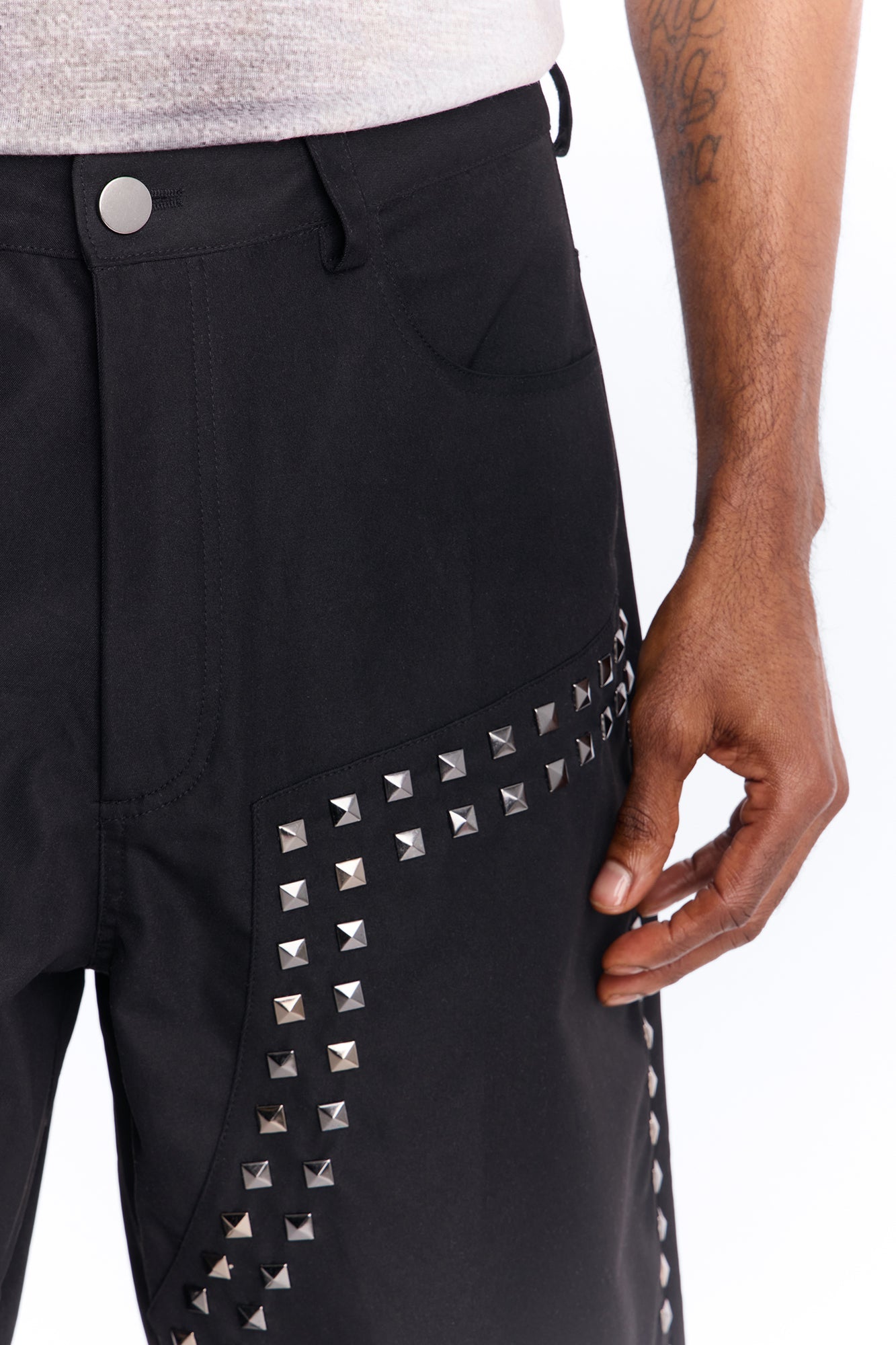 Baggy Silver Springs Studded Short - Black Fashion Nova