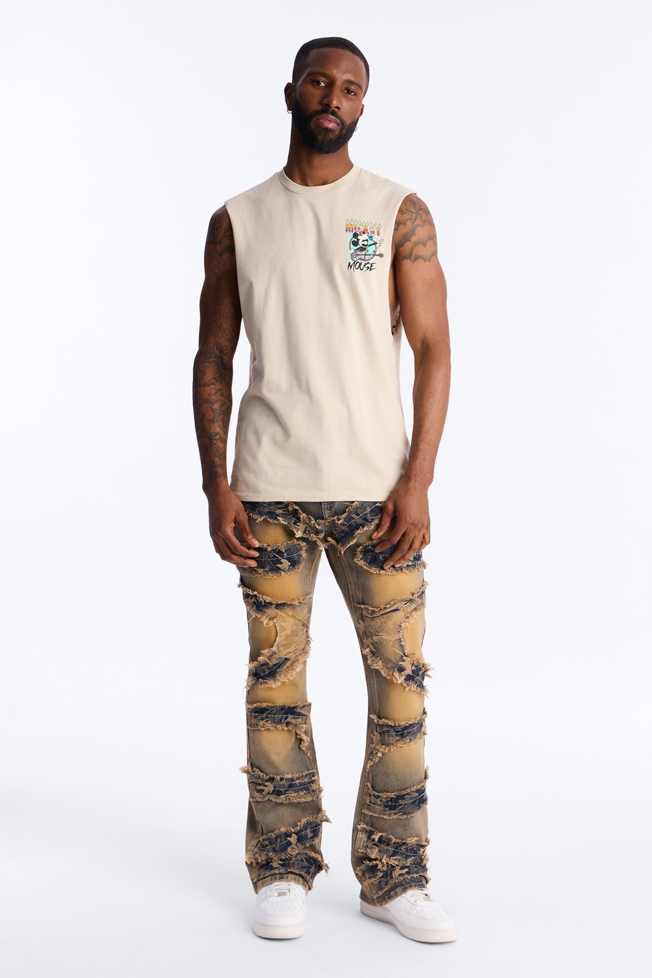 Stacked Skinny Flare With Tapestry Hit Jean - Vintage Wash Fashion Nova