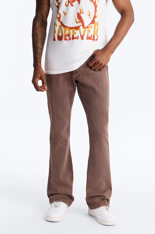 Stacked Skinny Flare Bare With Me Jean - Brown Fashion Nova