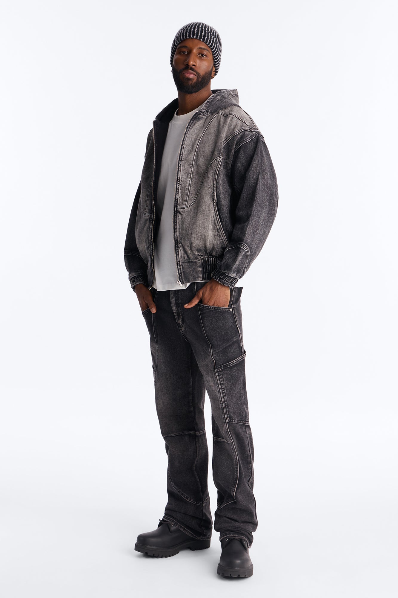 Stacked Slim Flare Panel Feeling It Jean - Black Wash Fashion Nova