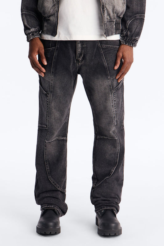 Stacked Slim Flare Panel Feeling It Jean - Black Wash Fashion Nova
