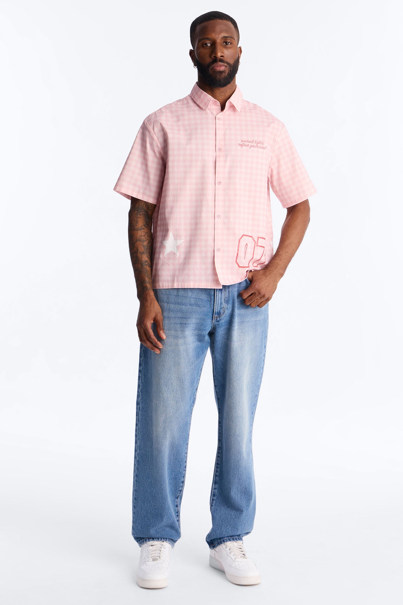Sacred Star Reflection 07 Button Up Shirt - Pink Fashion Nova