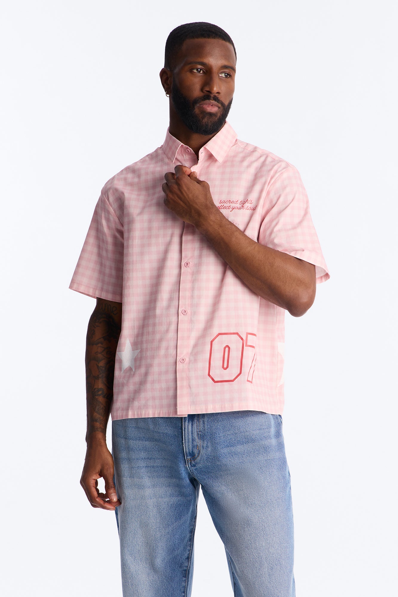 Sacred Star Reflection 07 Button Up Shirt - Pink Fashion Nova