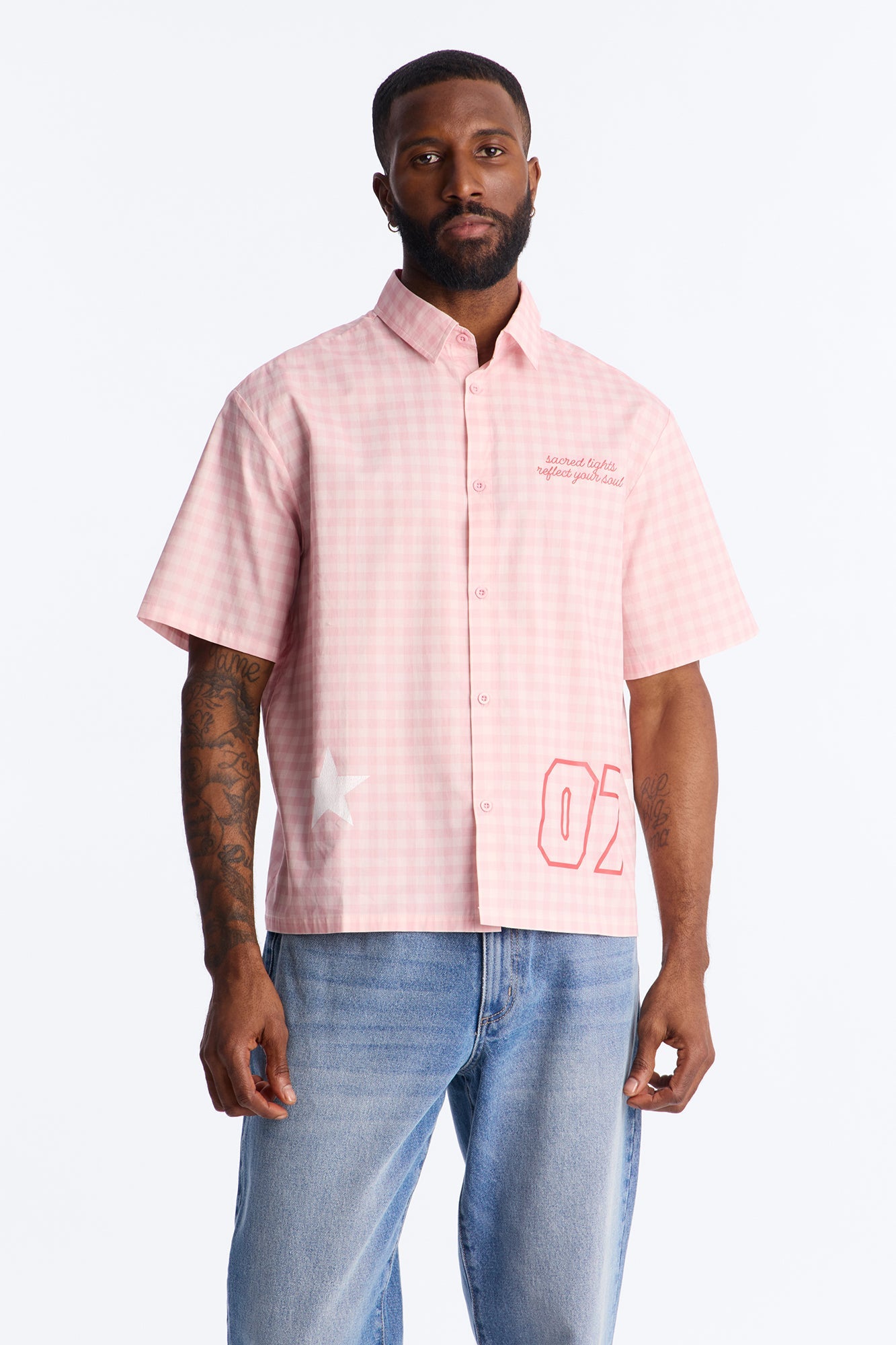 Sacred Star Reflection 07 Button Up Shirt - Pink Fashion Nova