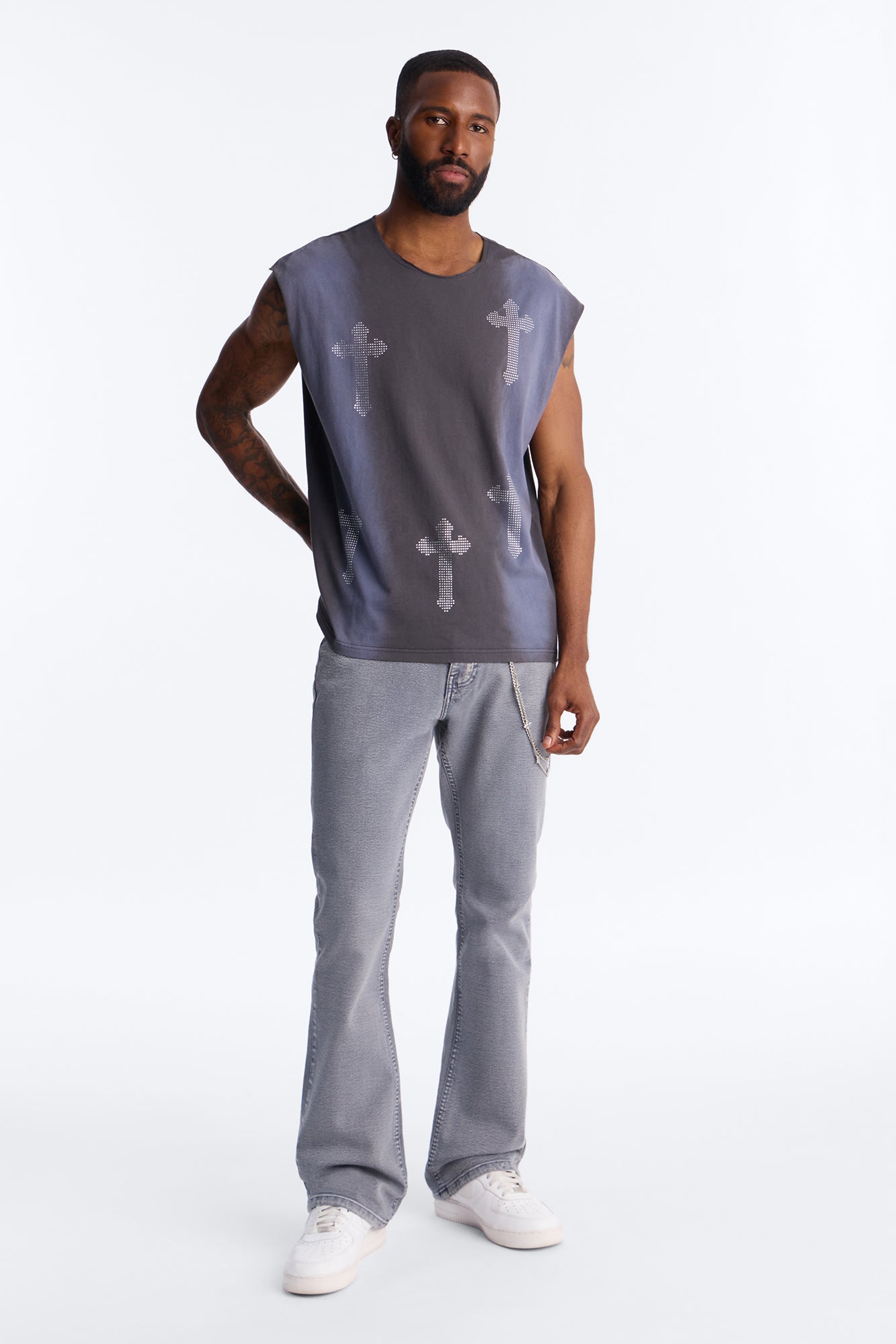Stacked Skinny Flare Bare With Me Jean - Grey Fashion Nova