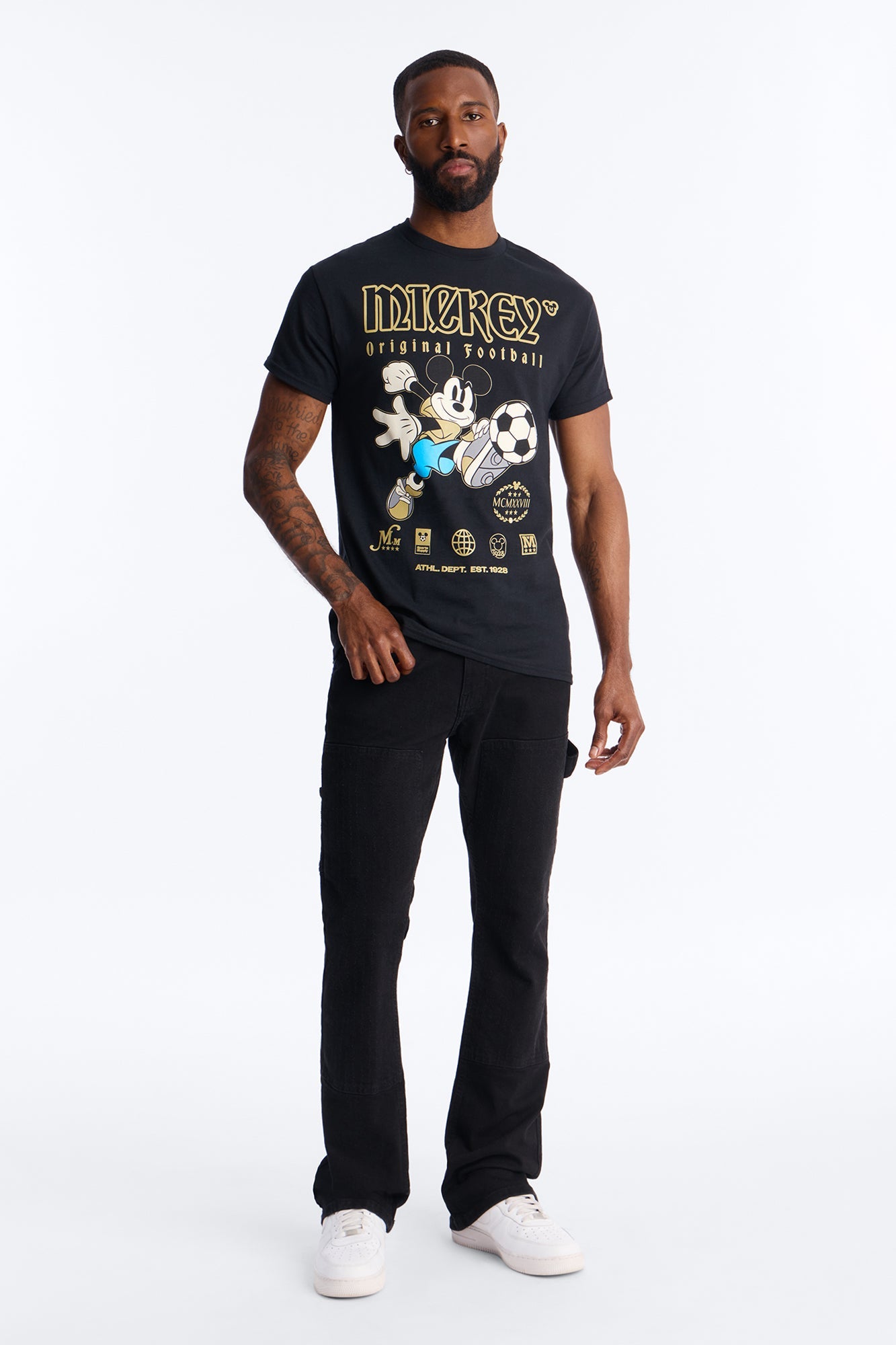 Disney Mickey Original Football Short Sleeve Tee - Black Fashion Nova