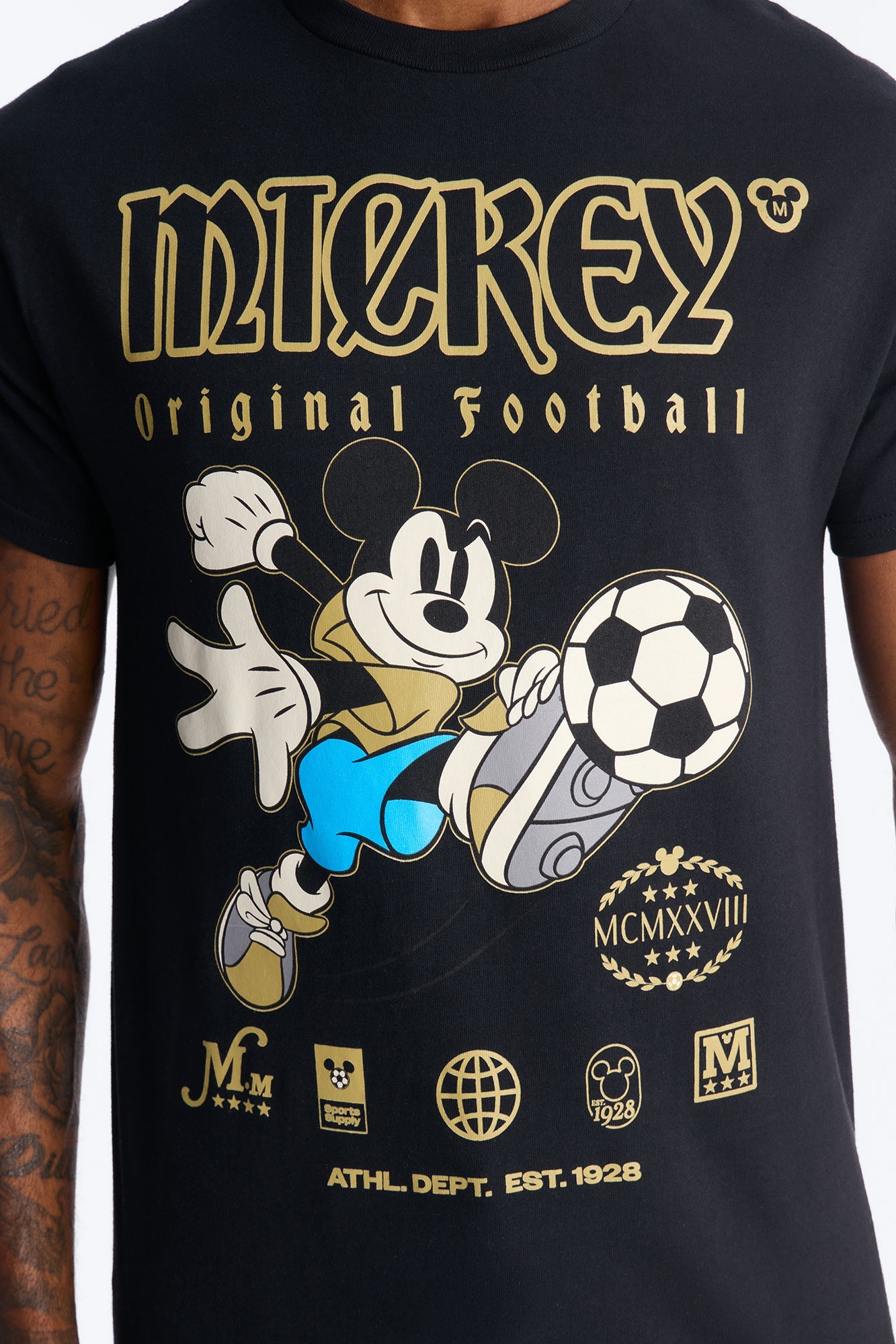 Disney Mickey Original Football Short Sleeve Tee - Black Fashion Nova
