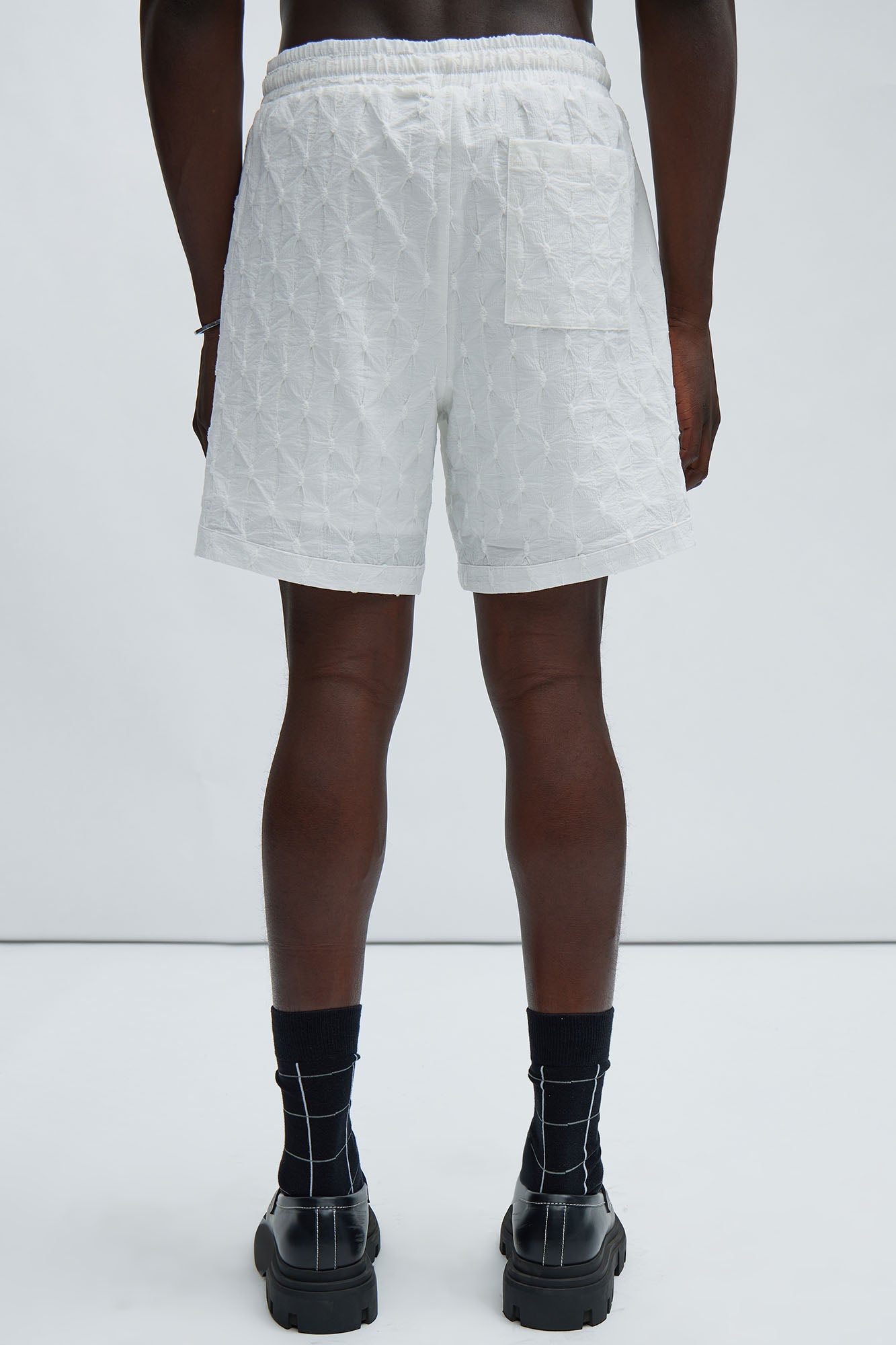Atticus Textured Warmup Shorts - White Fashion Nova