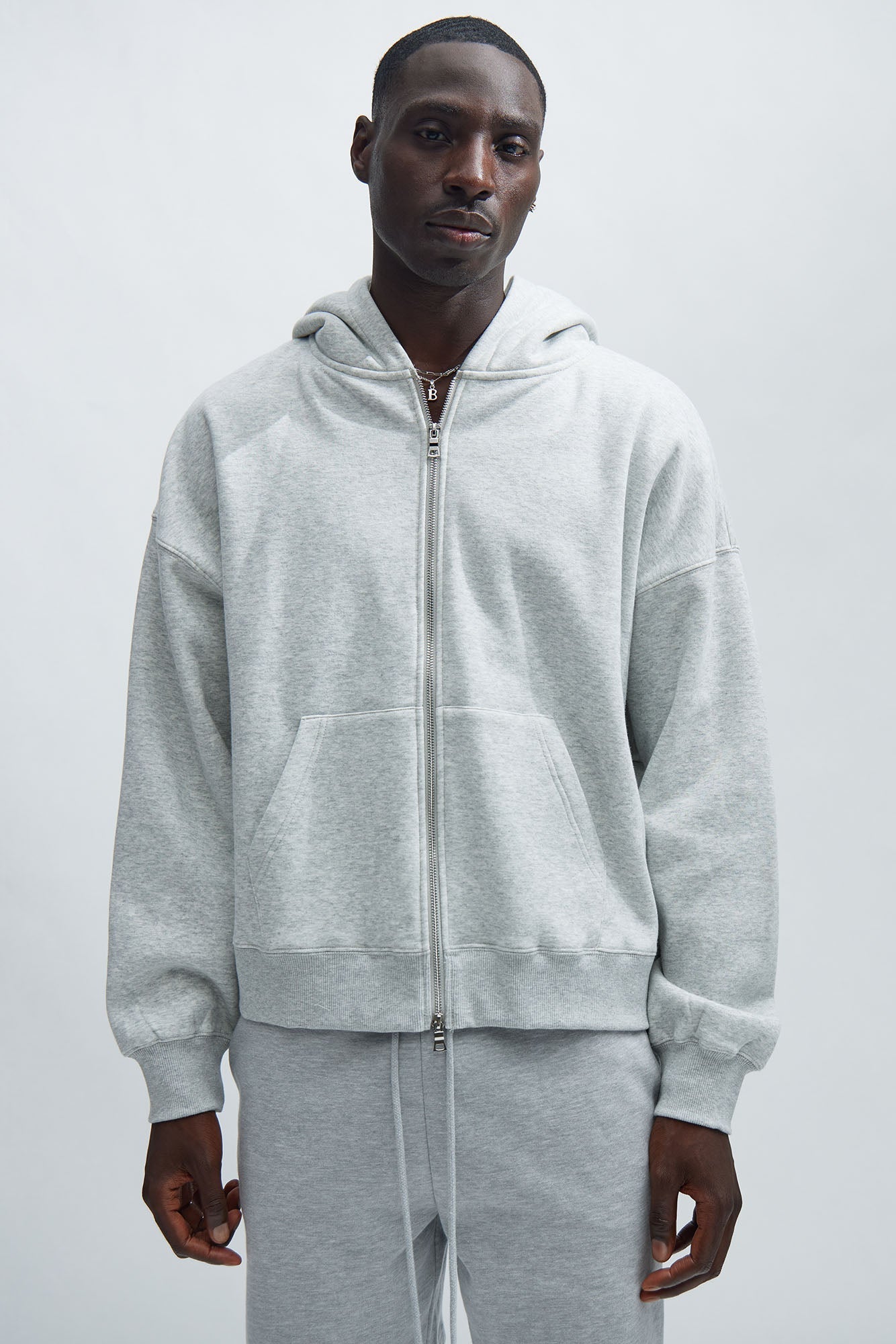 Tyson Oversized Heavyweight Zip Up - Heather Grey Fashion Nova