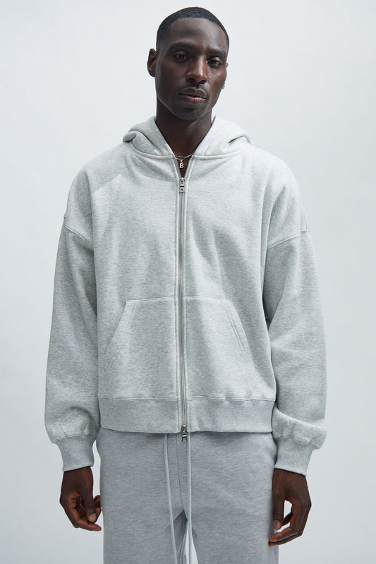 Tyson Oversized Heavyweight Zip Up - Heather Grey Fashion Nova
