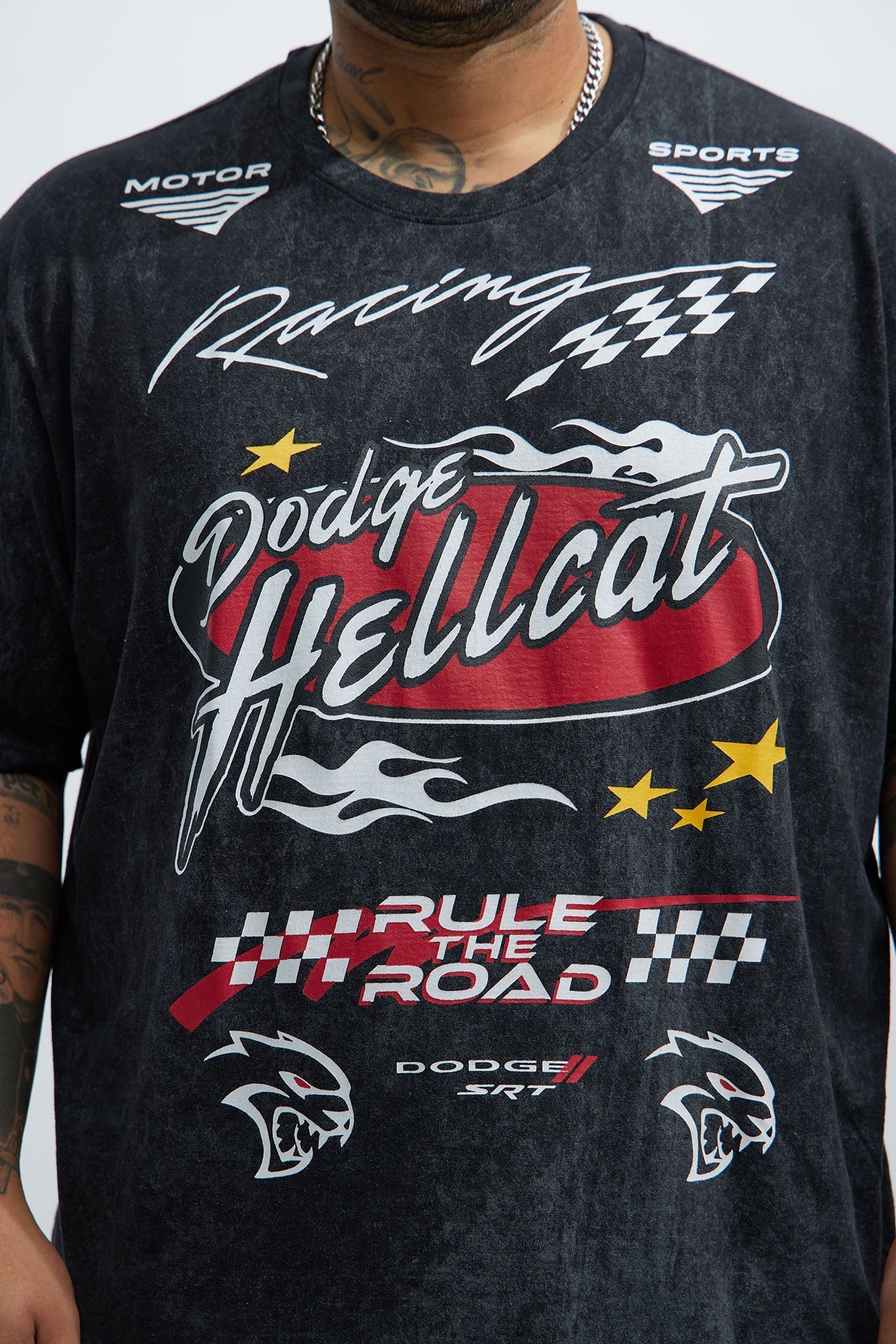 Dodge Hellcat Vintage Oversized Short Sleeve Tee - Grey Fashion Nova