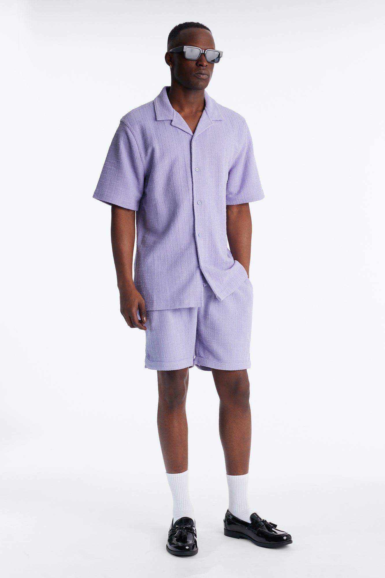 Dean Textured Short - Lavender Fashion Nova