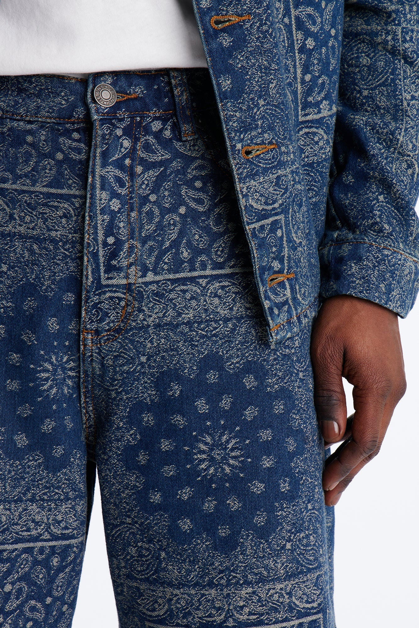 Baggy Street Paisley Denim Short - Dark Wash Fashion Nova
