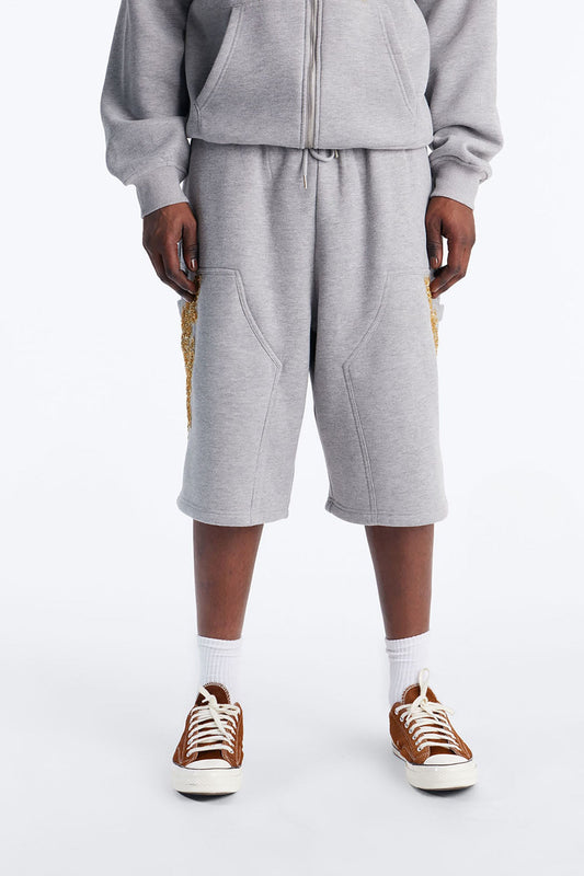 Baggy Rogue Sequin Applique Sweatshort - Grey Fashion Nova