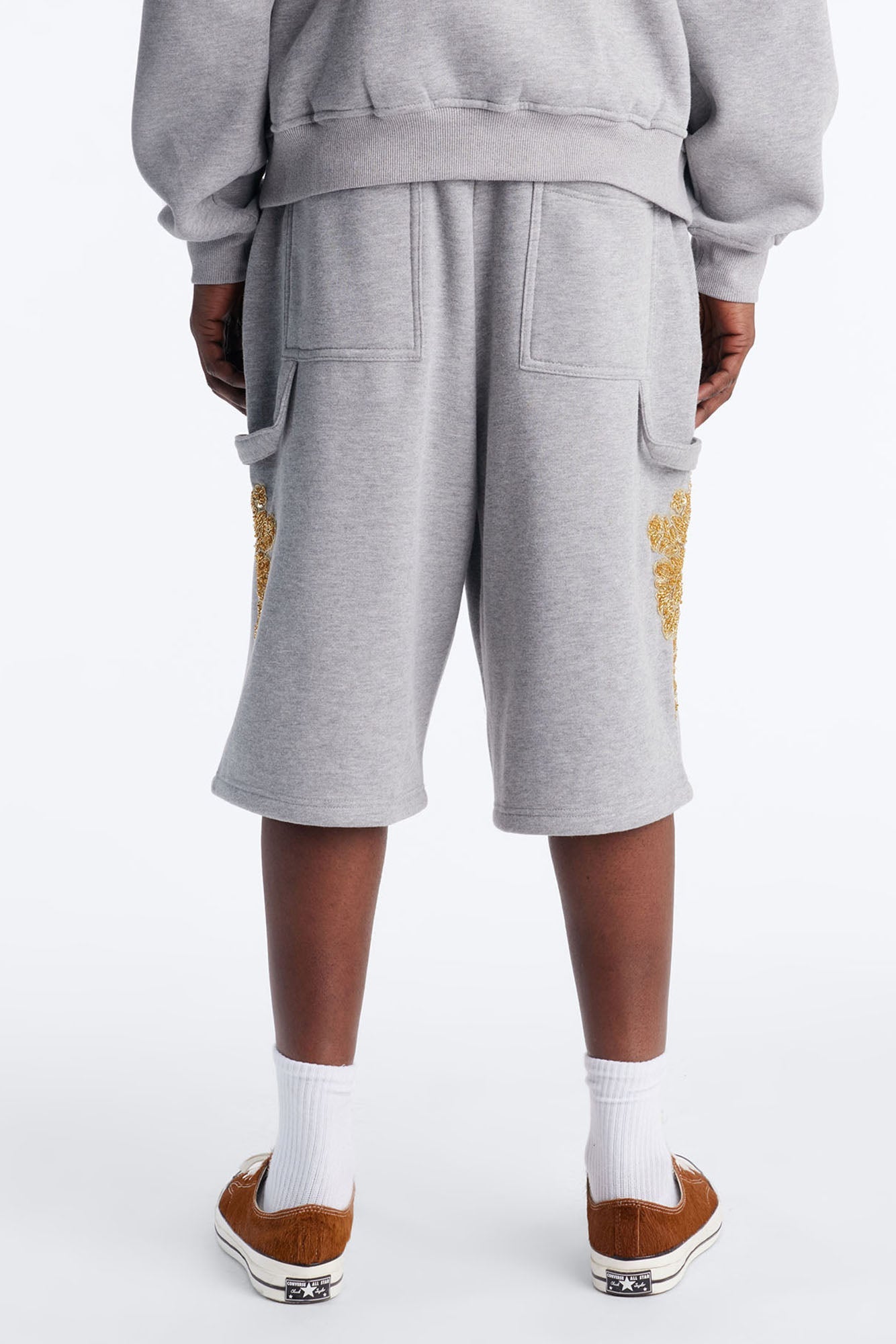 Baggy Rogue Sequin Applique Sweatshort - Grey Fashion Nova