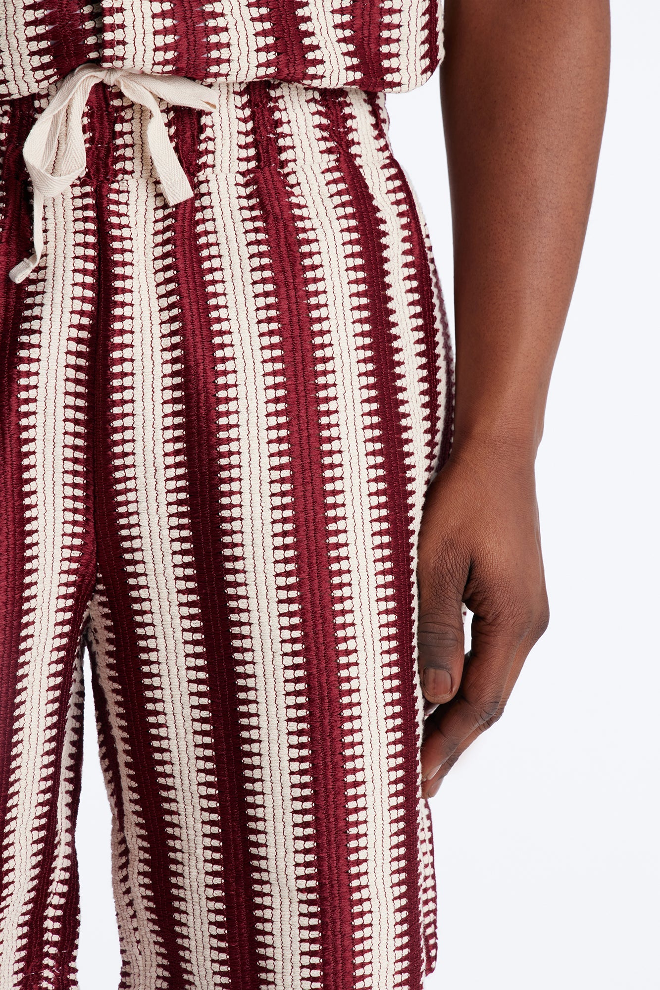 Summit Striped Relaxed Shorts - Burgundy Fashion Nova