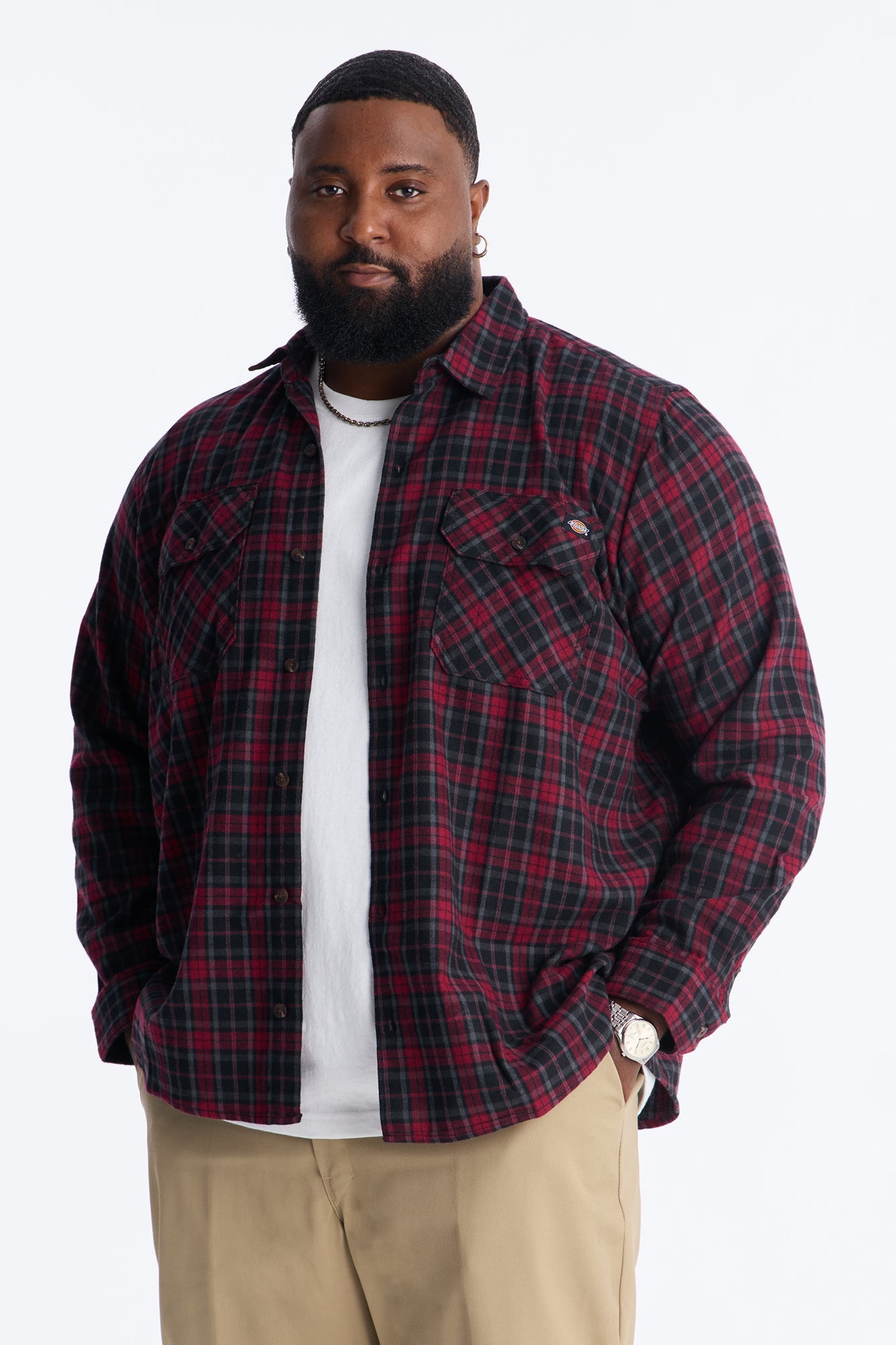 Dickies Flannel Work Shirt - Red Fashion Nova