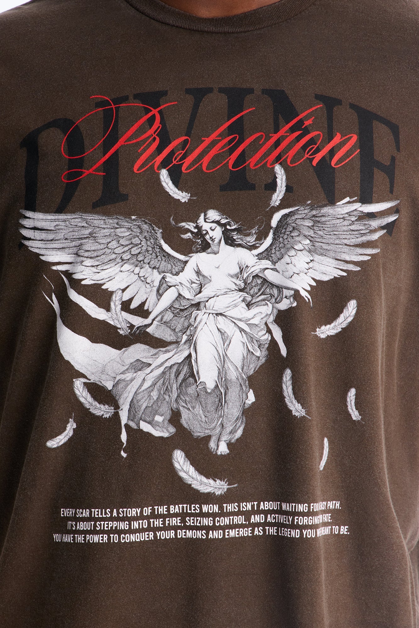 Divine Protection 2fer Long Sleeve Tee - Chocolate Fashion Nova