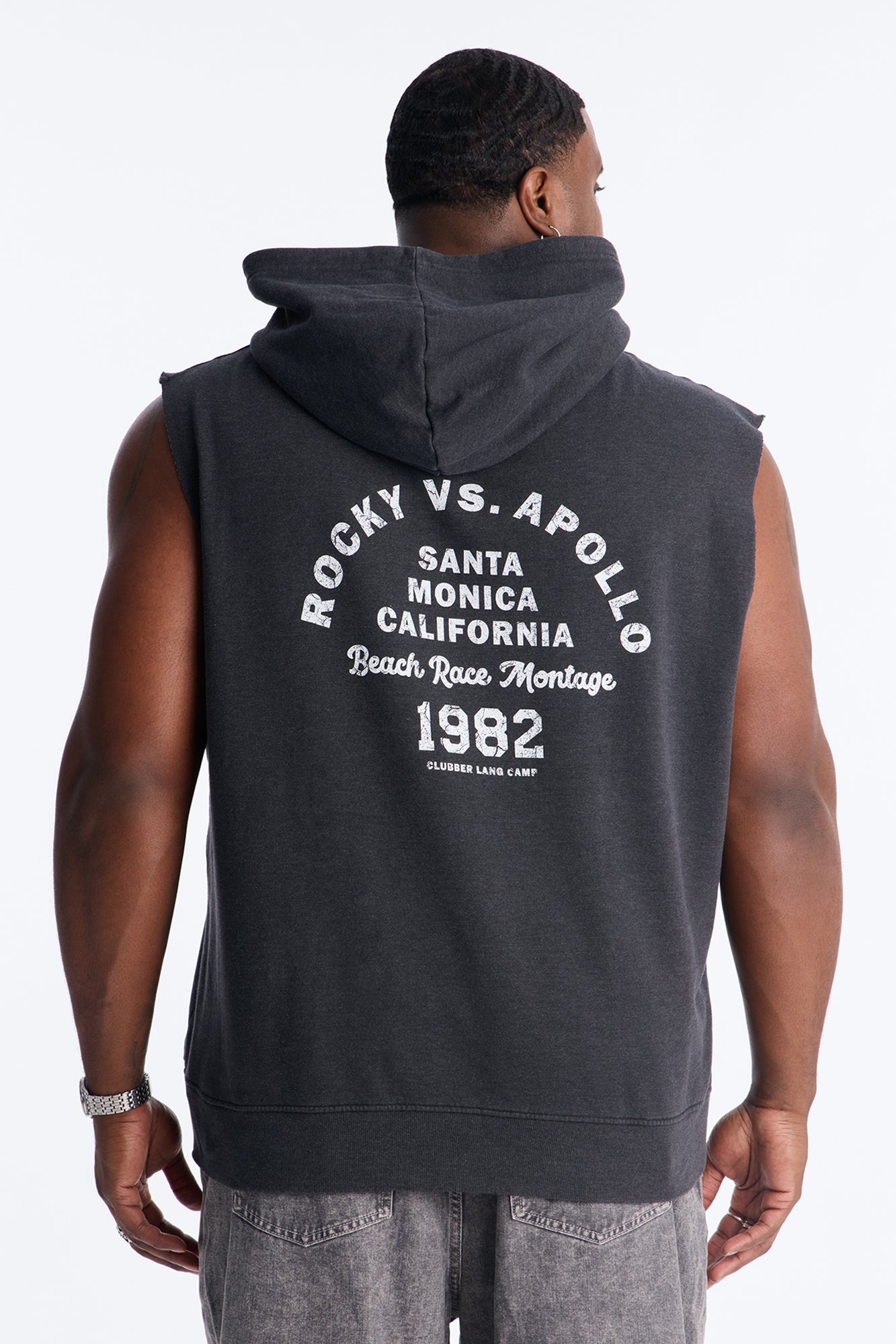 Rocky Vs Apollo Muscle Hoodie - Black Fashion Nova