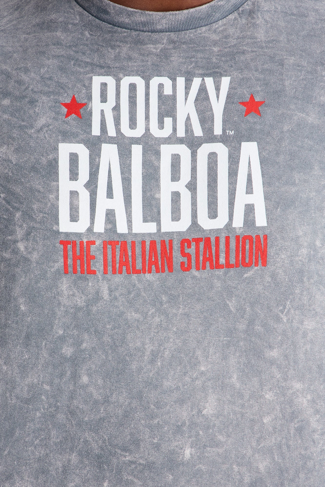 Rocky Balboa 1982 Short Sleeve Tee - Grey Mineral Wash Fashion Nova