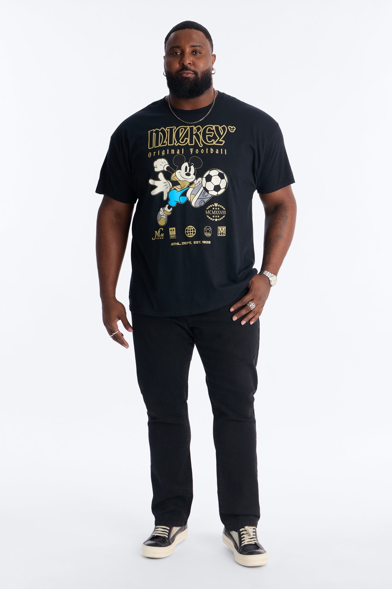 Disney Mickey Original Football Short Sleeve Tee - Black Fashion Nova