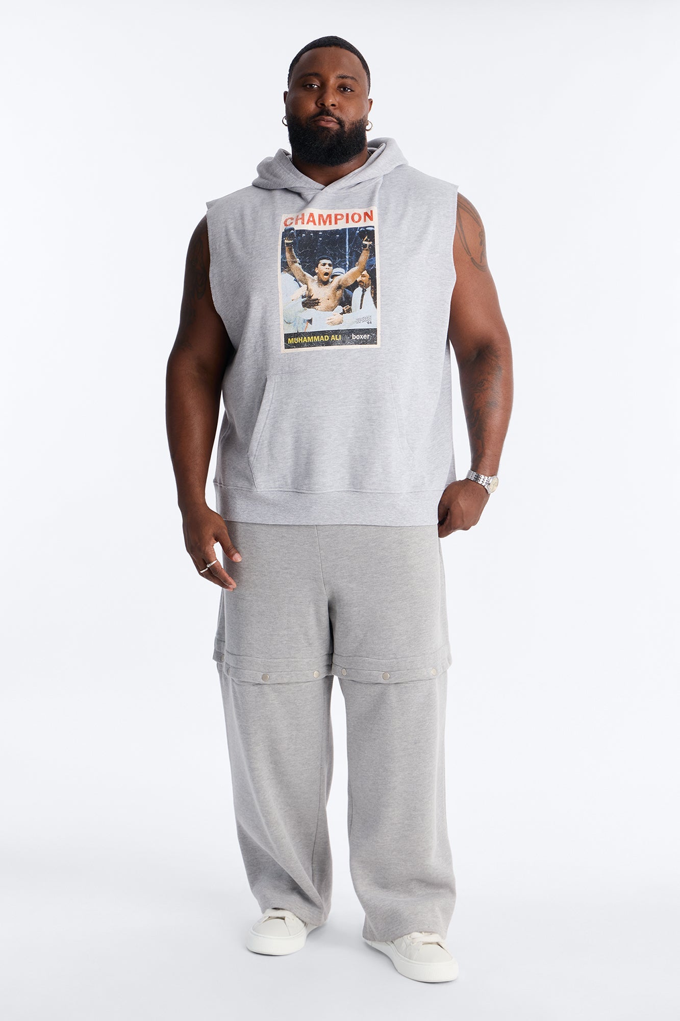 Muhammad Ali Muscle Hoodie - Heather Grey Fashion Nova