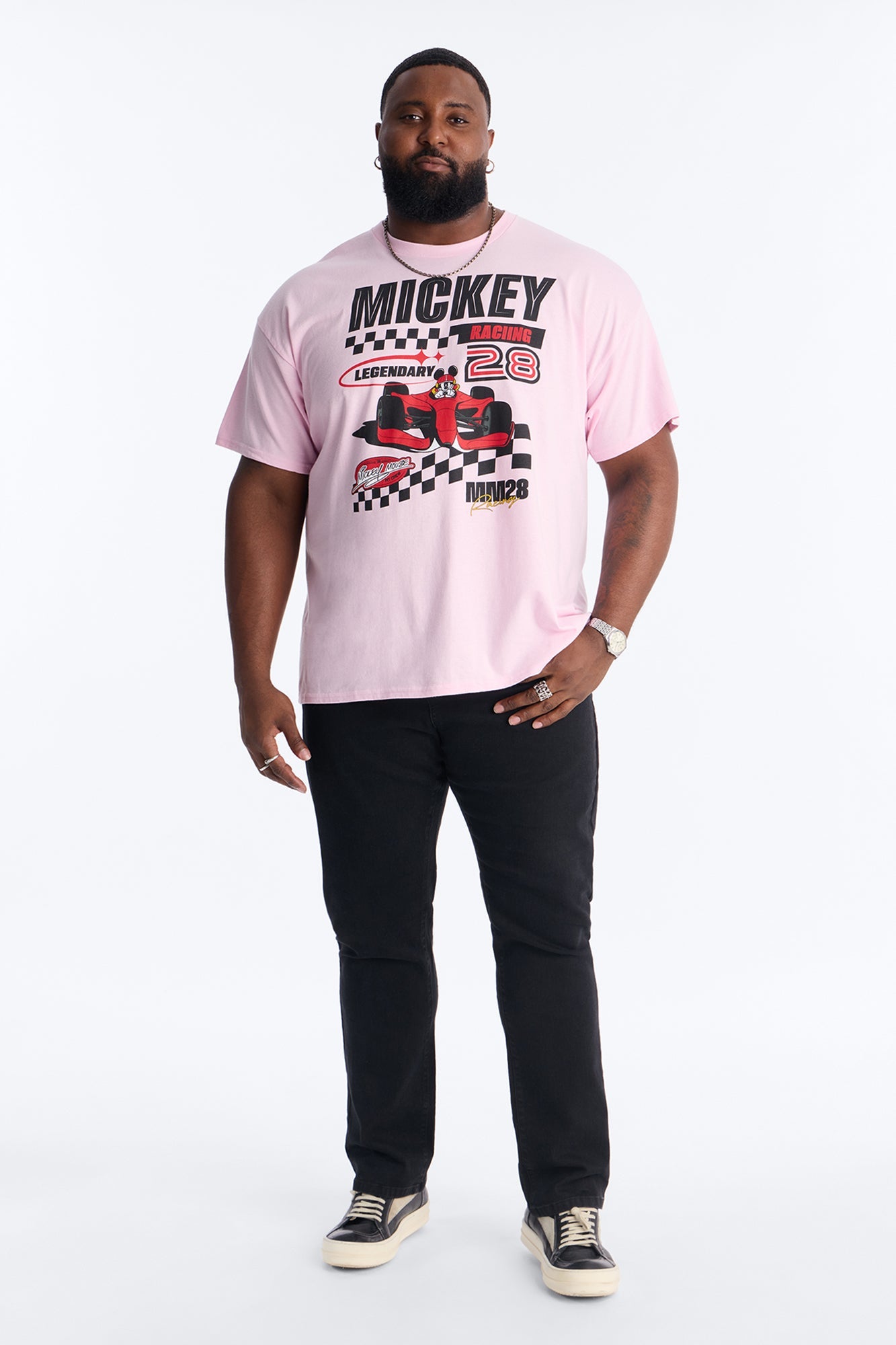 Disney Mickey Racing Short Sleeve Tee - Pink Fashion Nova