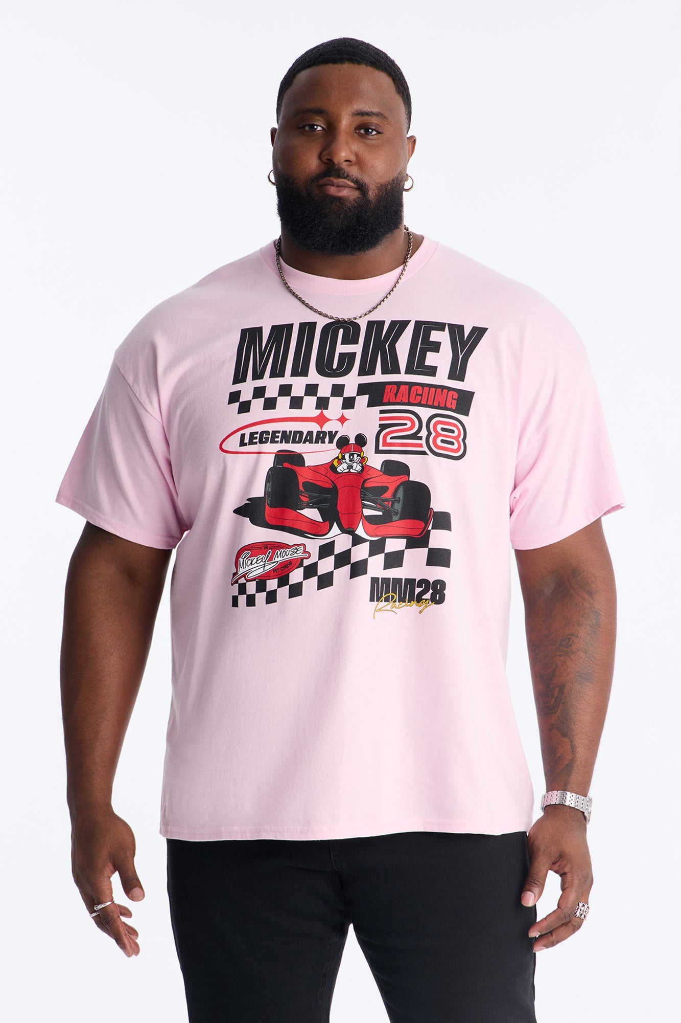 Disney Mickey Racing Short Sleeve Tee - Pink Fashion Nova