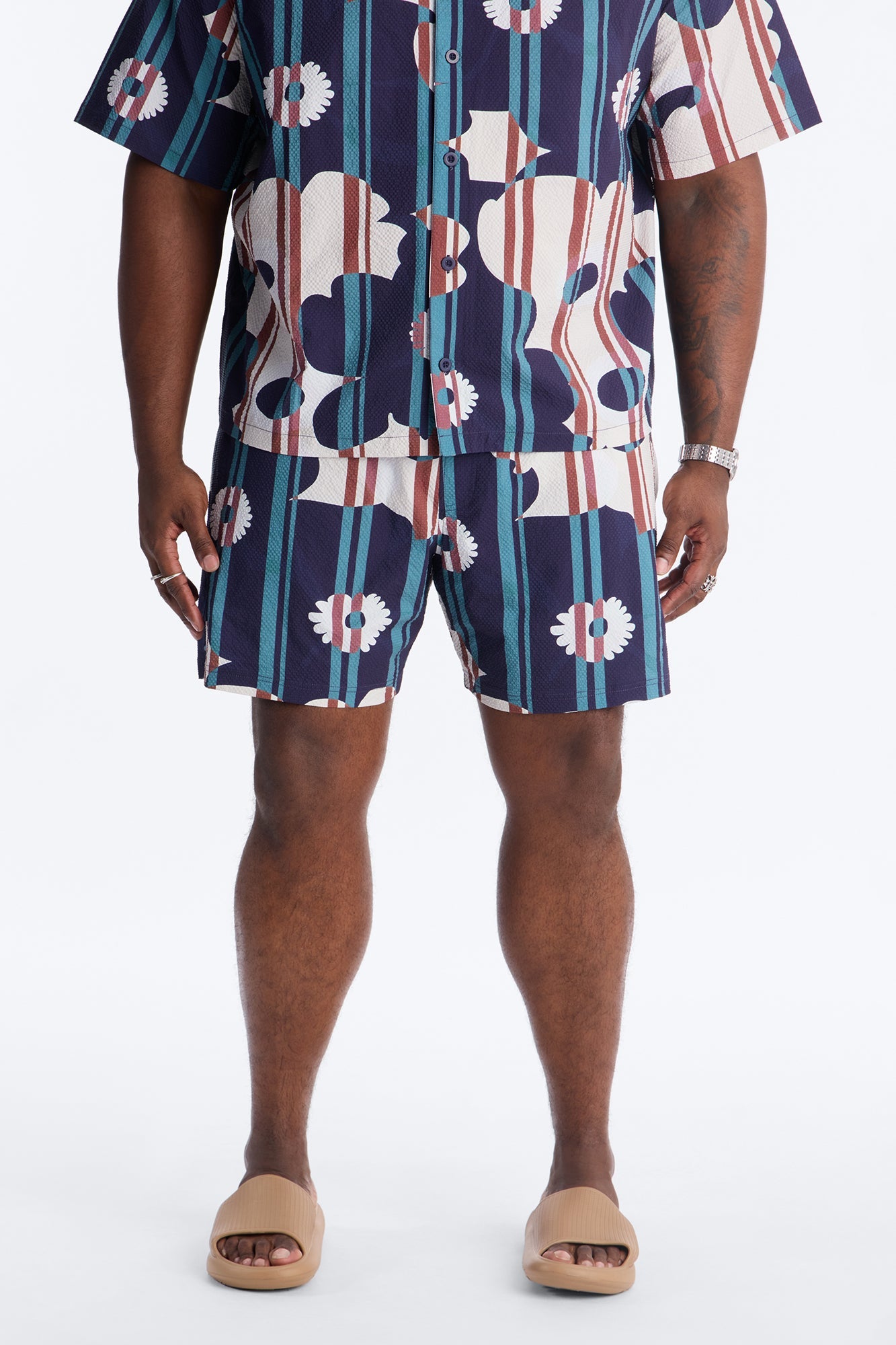 Metroflora Seersucker Swim Trunk 6″ - Multi Color Fashion Nova