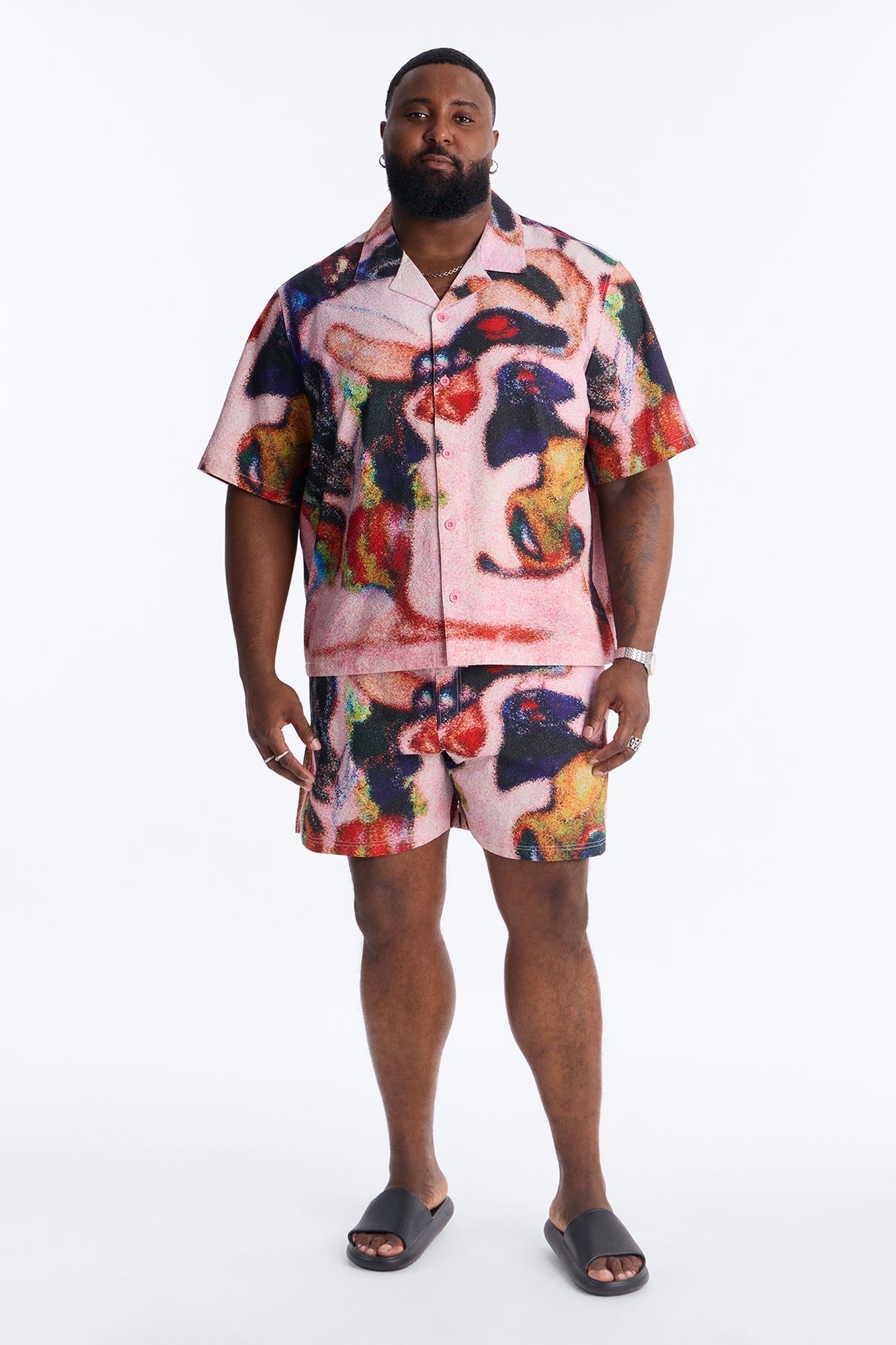 Relaxed Euphoric Blur Seersucker Cuban Button Up Shirt - Multi Color Fashion Nova